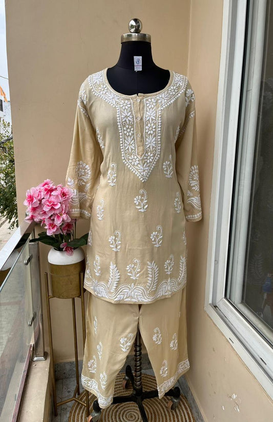 KHAKHI Women Embroidered Straight Kurta & Plazzo