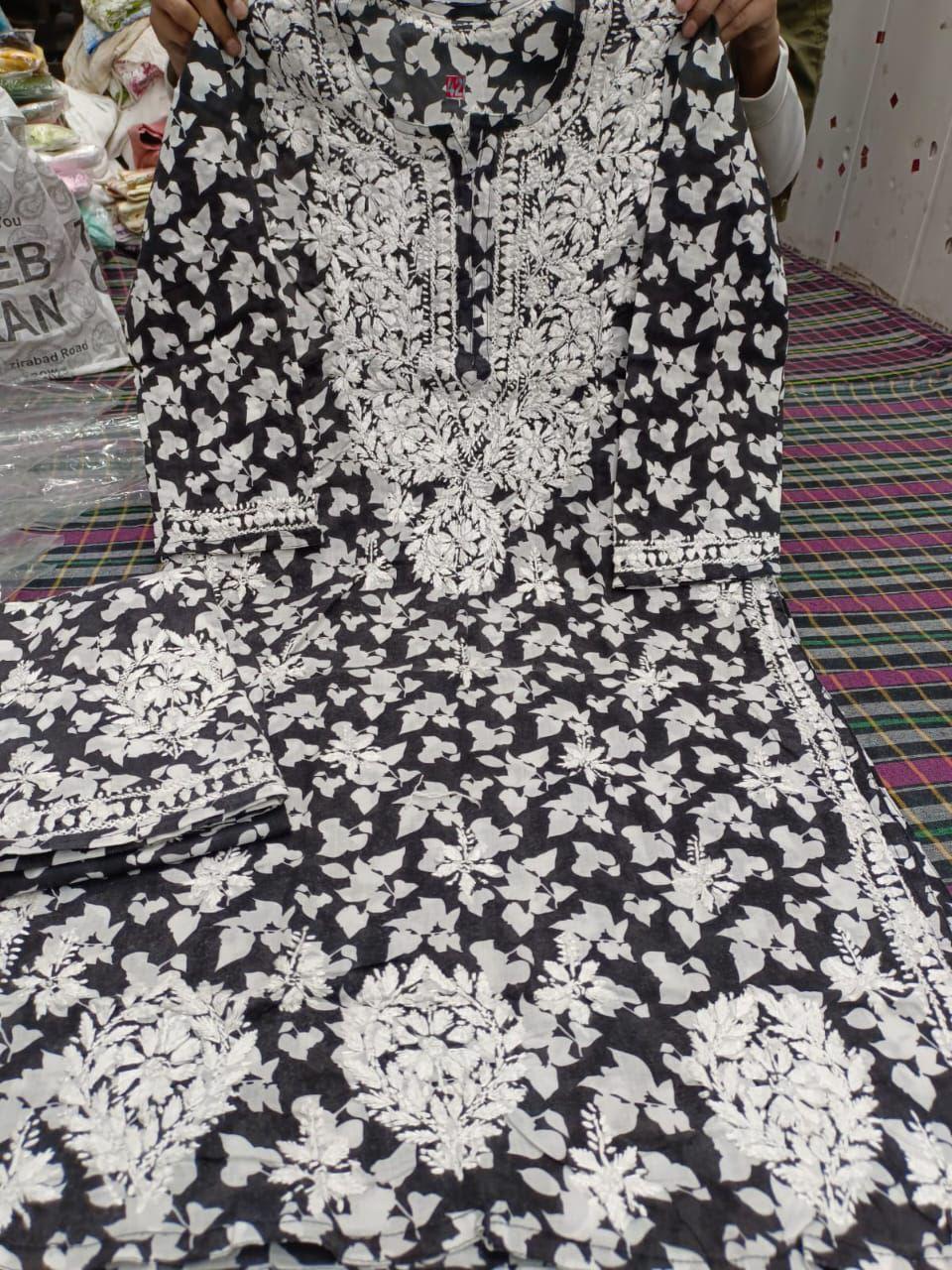 BLACK Cotton Blend Women's Regular Kurta Set