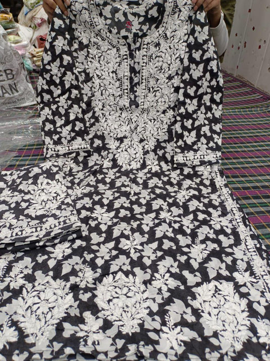 BLACK Cotton Blend Women's Regular Kurta Set