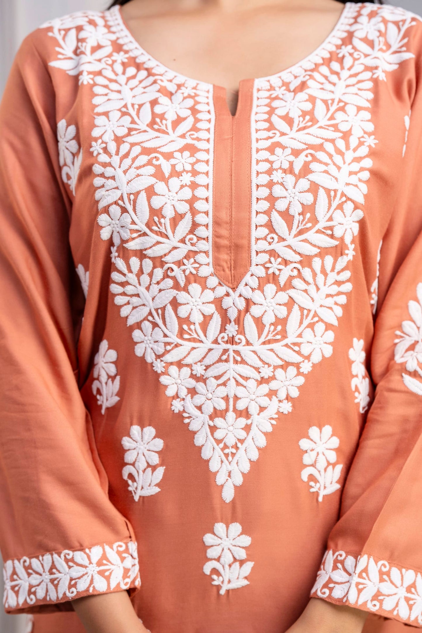 MISTY ROSE Chikankari Kurti and Plazzo Set for Girls and Women (Modal Kurti)