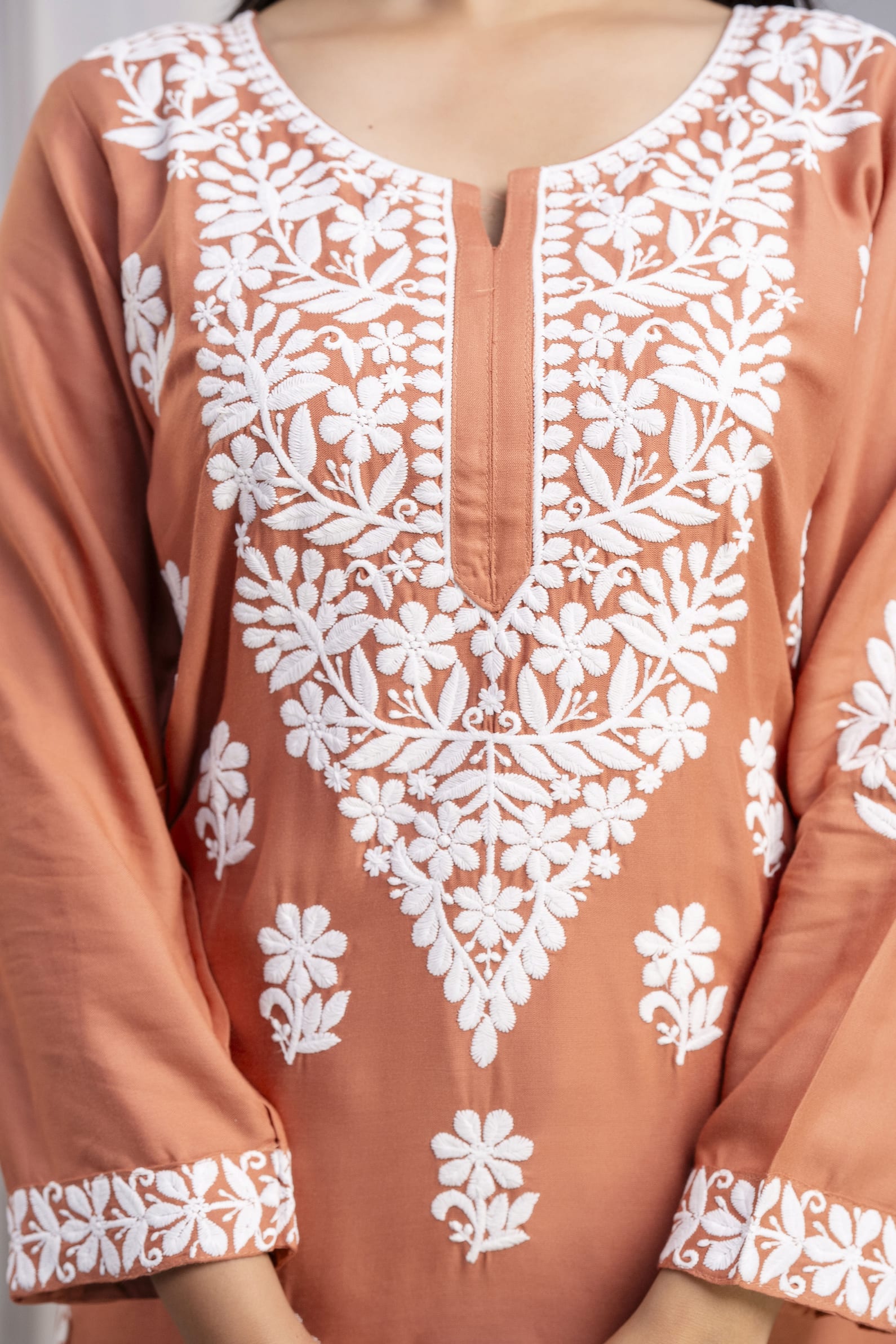 MISTY ROSE Chikankari Kurti and Plazzo Set for Girls and Women (Modal Kurti)