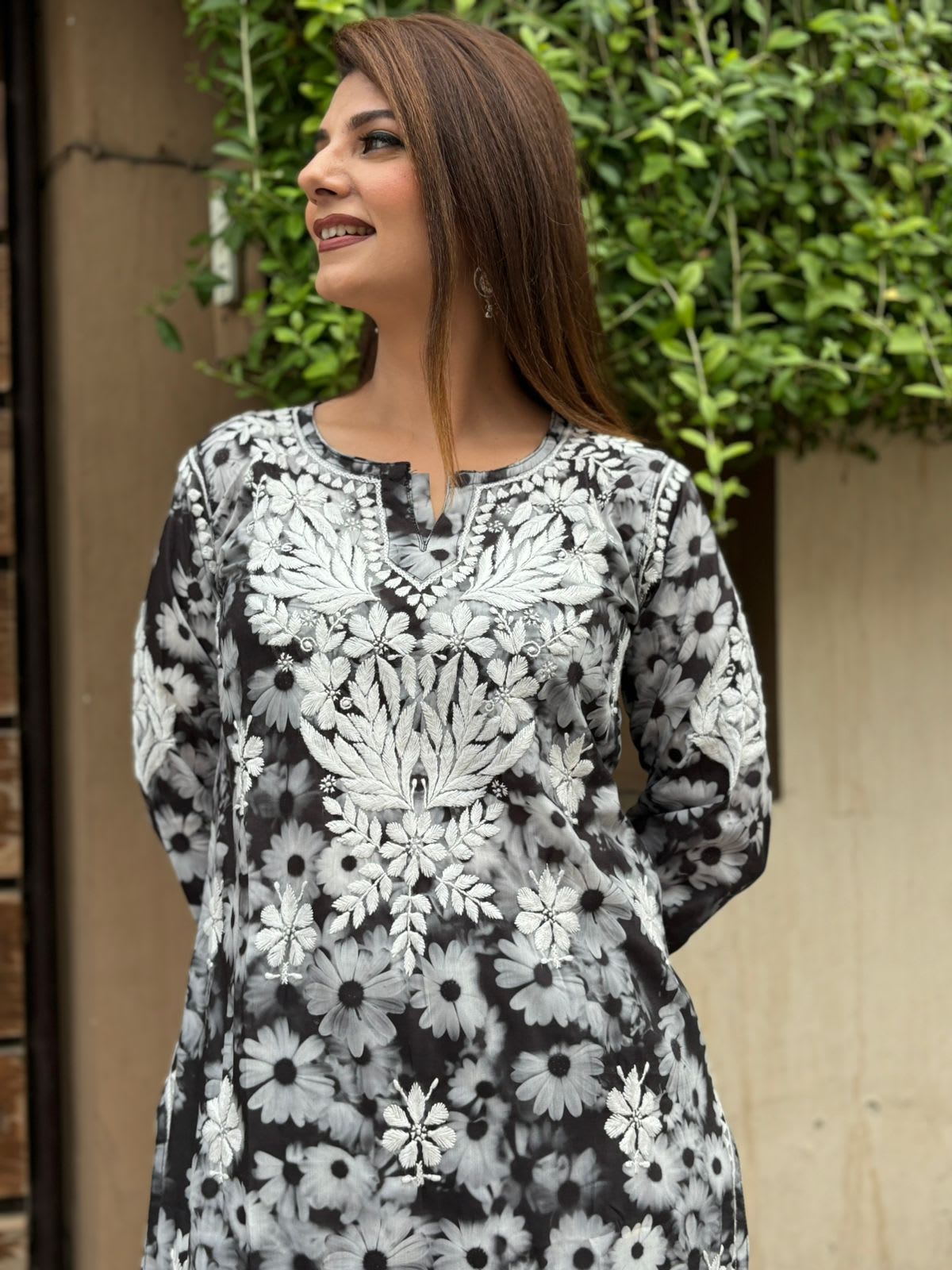 Black Printed Kurti With Plazo Set For Women