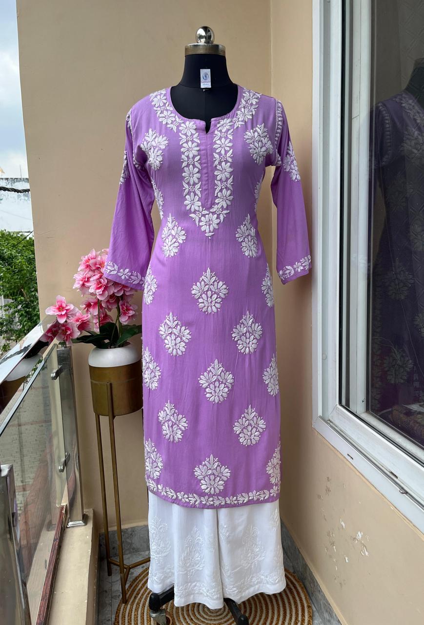 LIGHT PURPLE Chikankari Kurta Set For Women