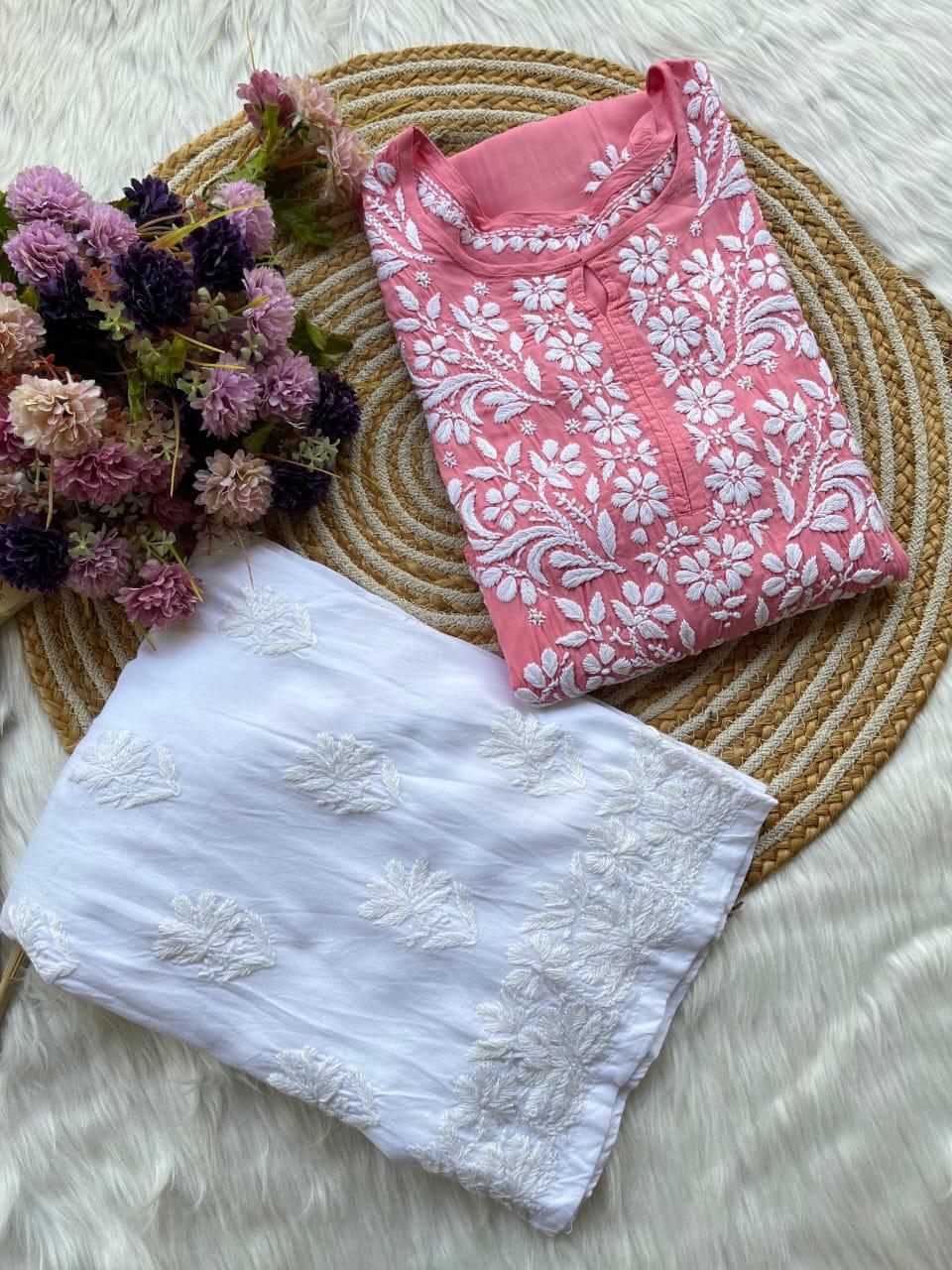 PINK  Primum Rayon Kurti And Thick cotton Plazo Set For Women