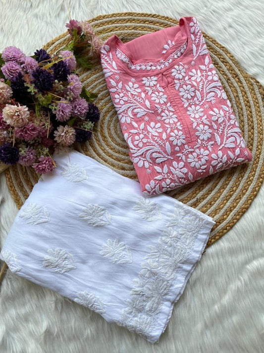 PINK  Primum Rayon Kurti And Thick cotton Plazo Set For Women