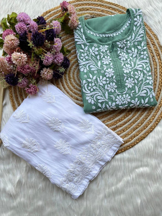 RAMA GREEN Primum Rayon Kurti And Thick cotton Plazo Set For Women