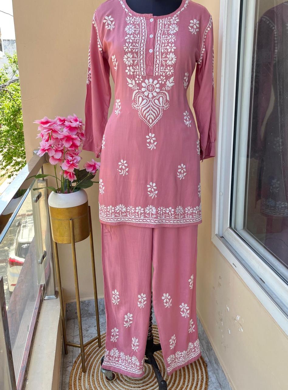 Coral Premium Rayon Shirt Premium Rayon Plazzo Co-Ord Set For Women