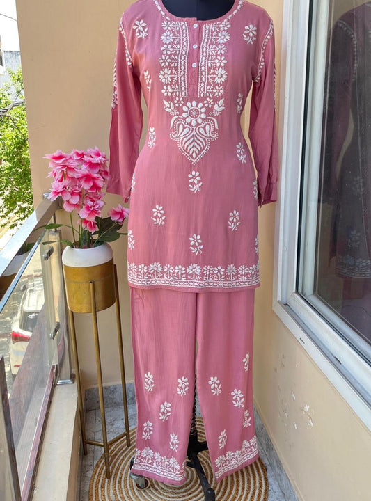 Coral Premium Rayon Shirt Premium Rayon Plazzo Co-Ord Set For Women