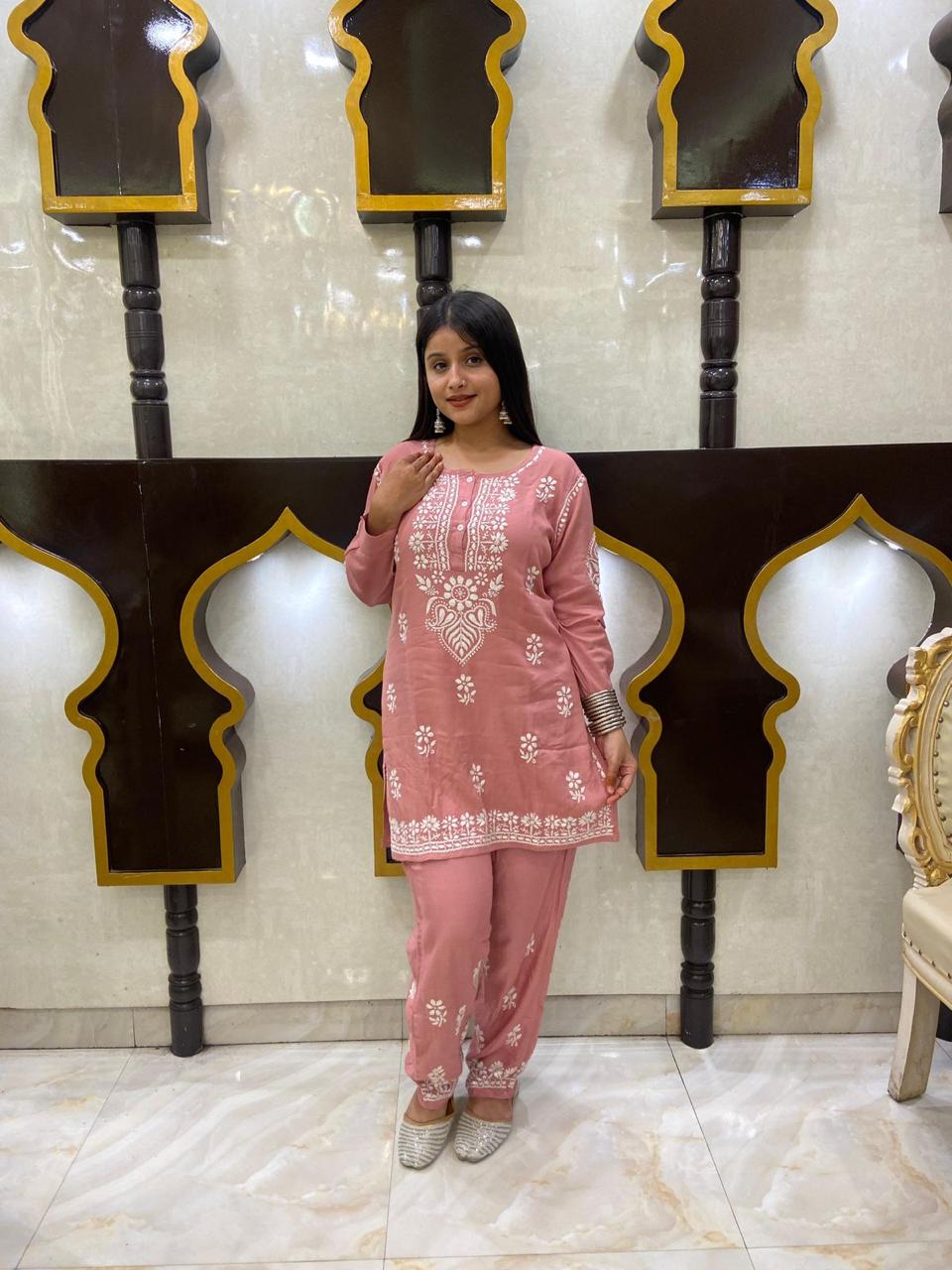 Coral Premium Rayon Shirt Premium Rayon Plazzo Co-Ord Set For Women