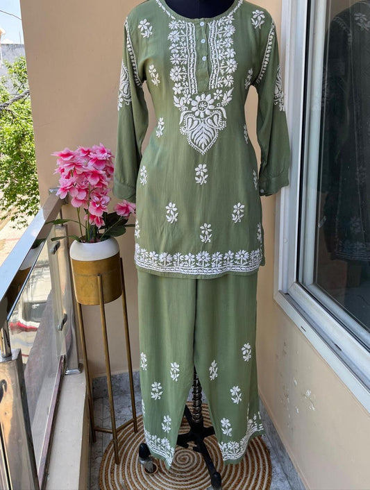 Pista Premium Rayon Shirt Premium Rayon Plazzo Co-Ord Set For Women