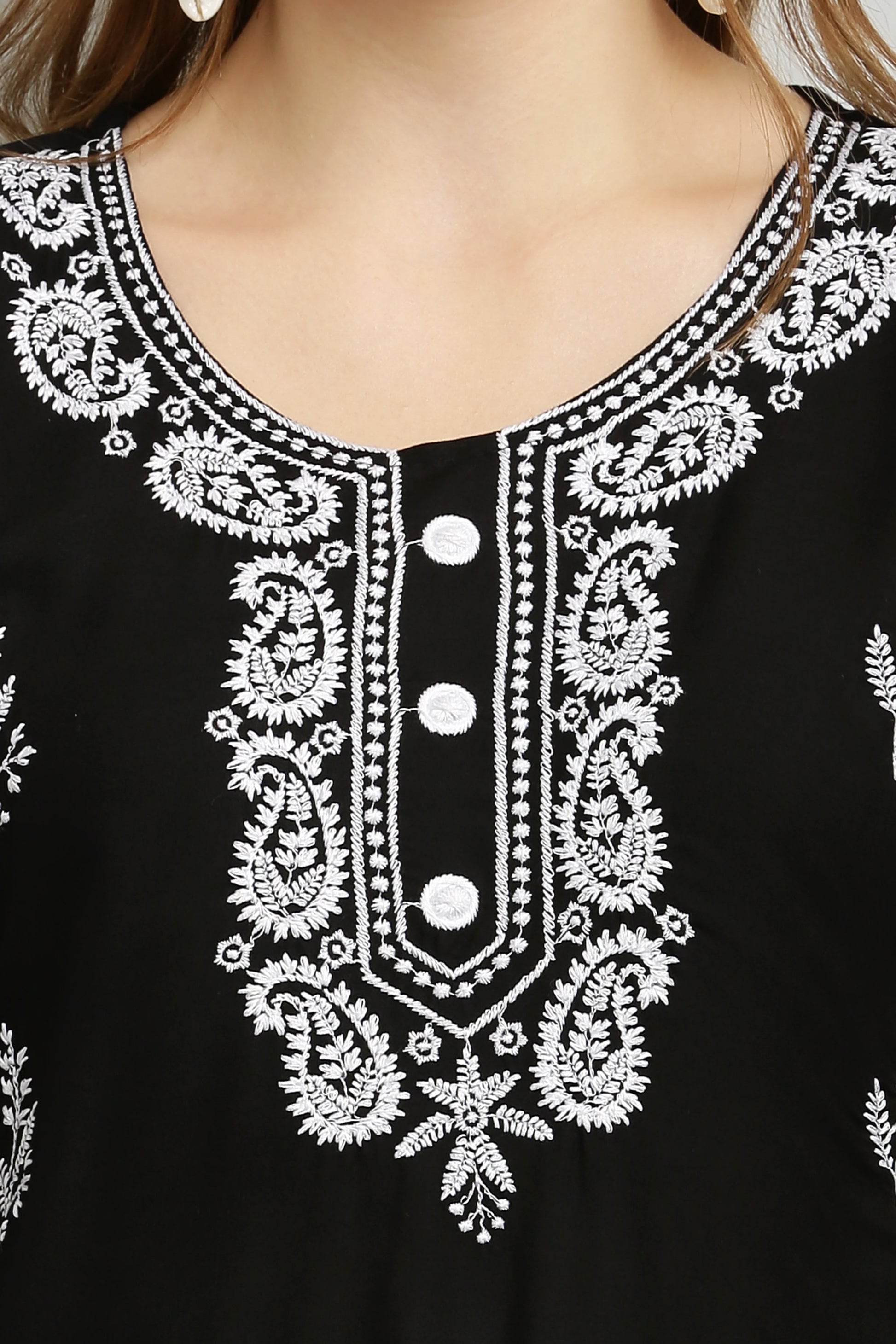 Black Rayon Kurti With Dupatta And Bottom Wear 3 Piece Set For Women