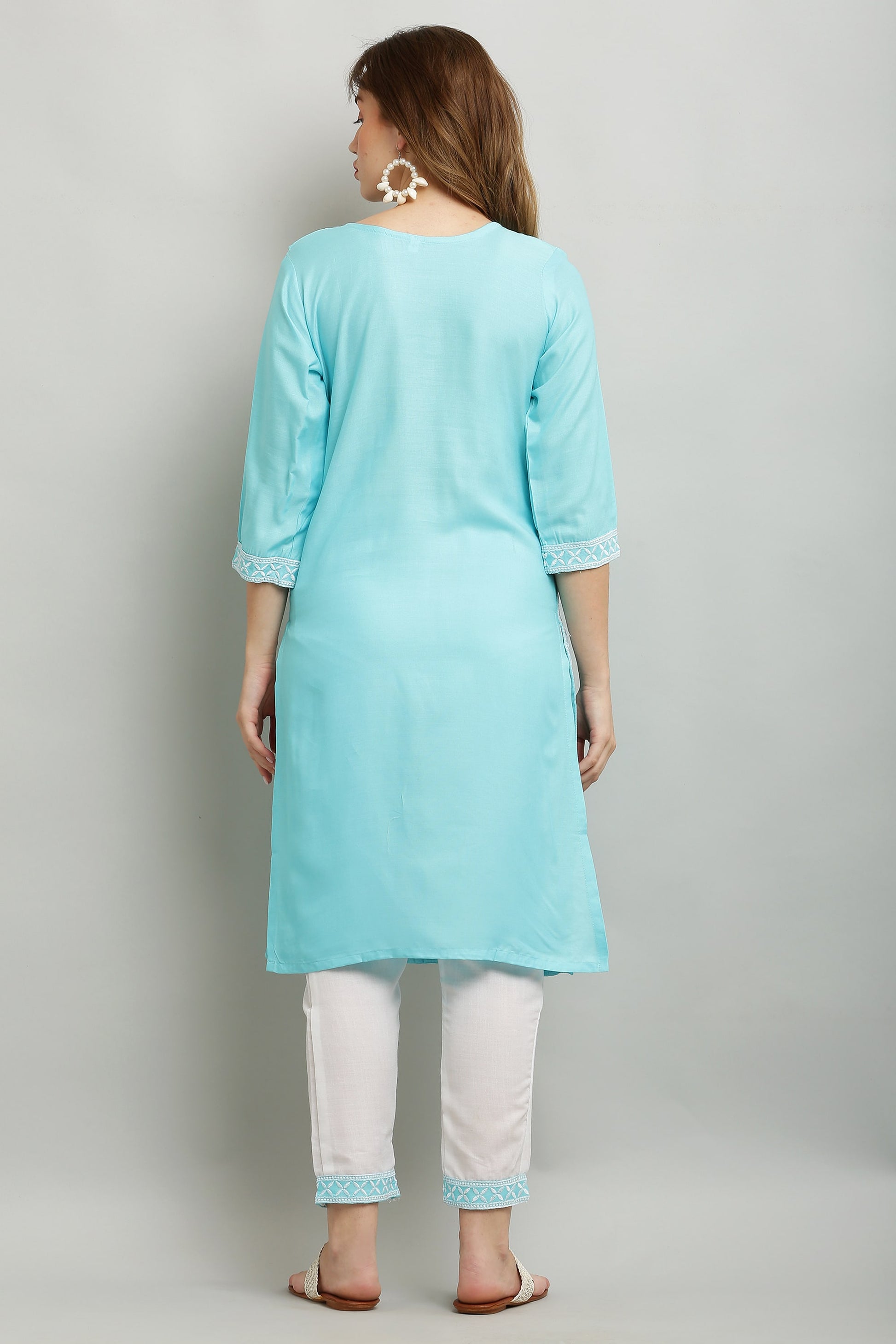 Firoji Rayon Kurti With Dupatta And Bottom Wear 3 Piece Set For Women