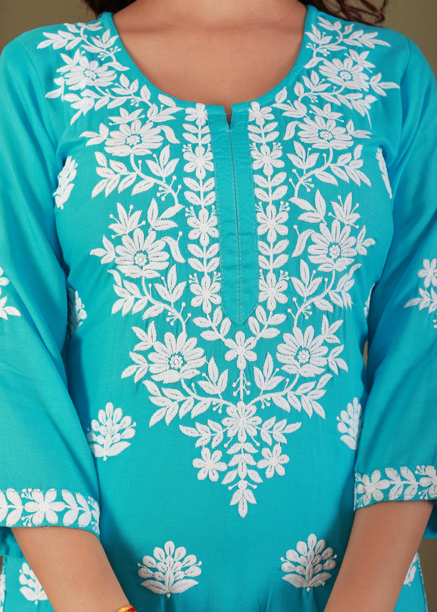 Firoji Exclusive Modal Kurti With The Plazzo Chikankari Fabric For Women