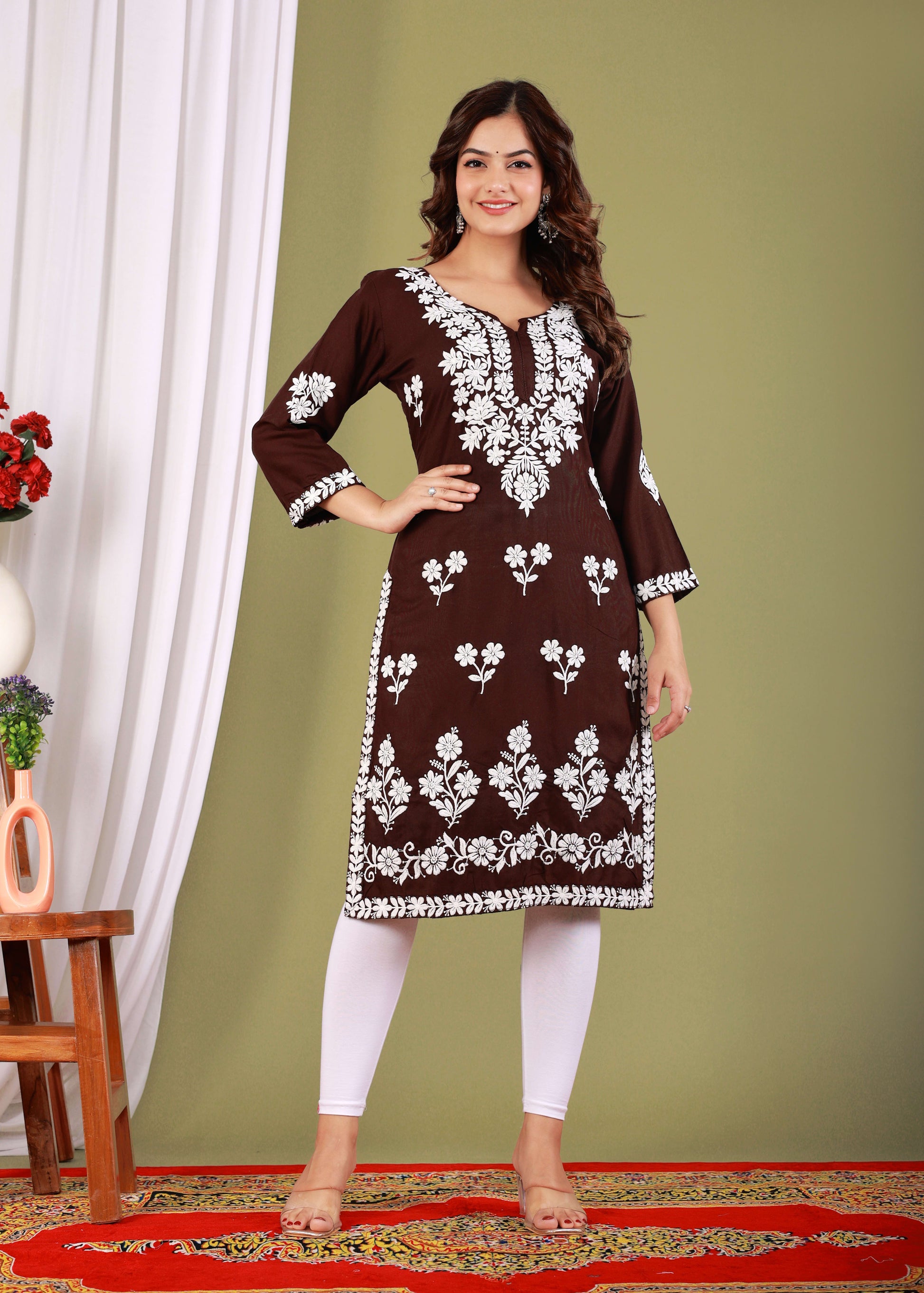 Brown Primum Modal Kurta  For Women