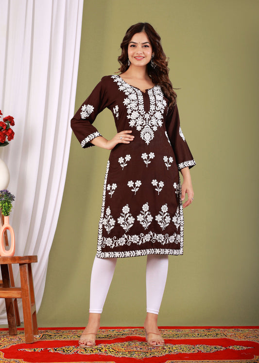 Brown Primum Modal Kurta  For Women