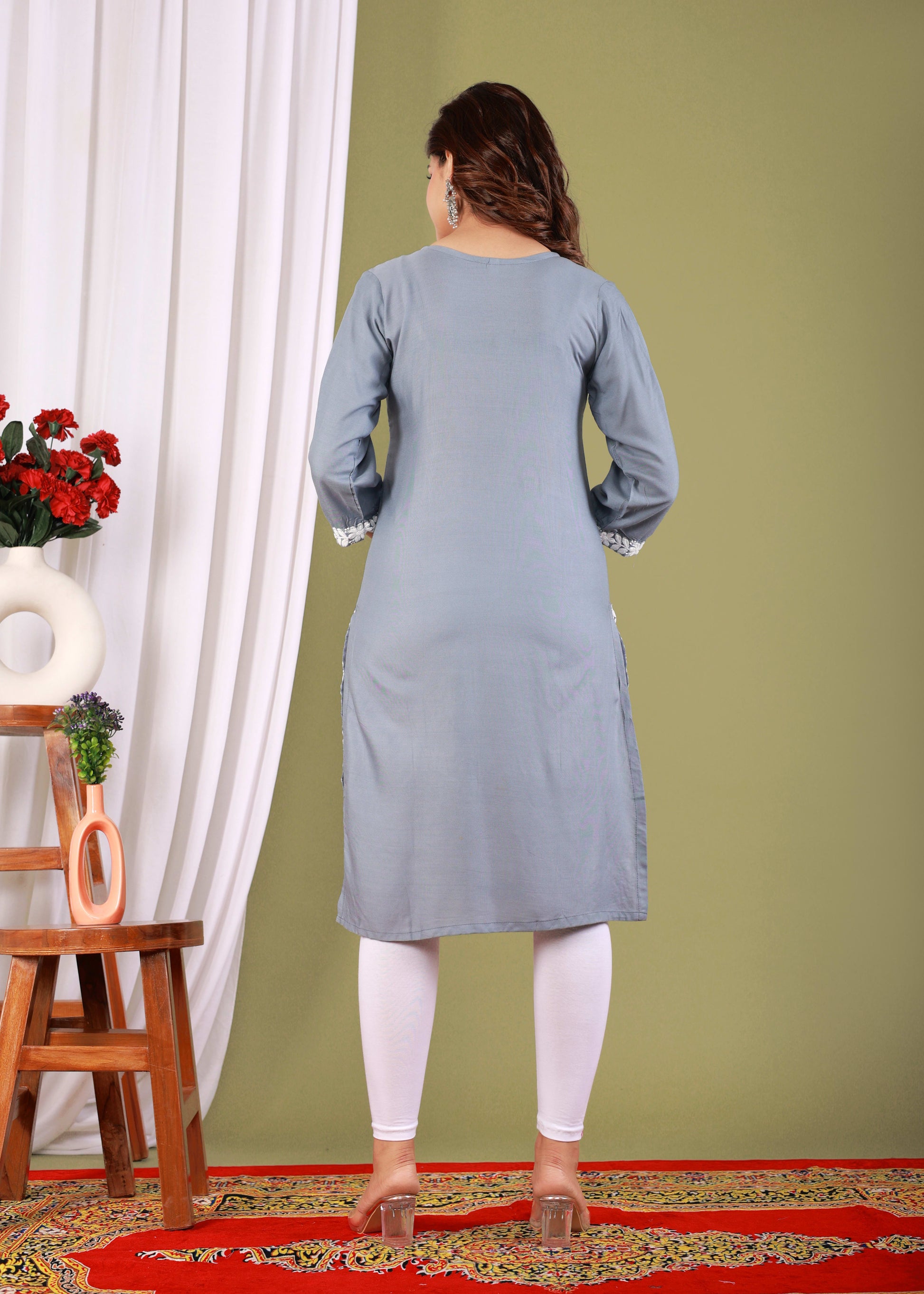 Grey Primum Modal Kurta  For Women