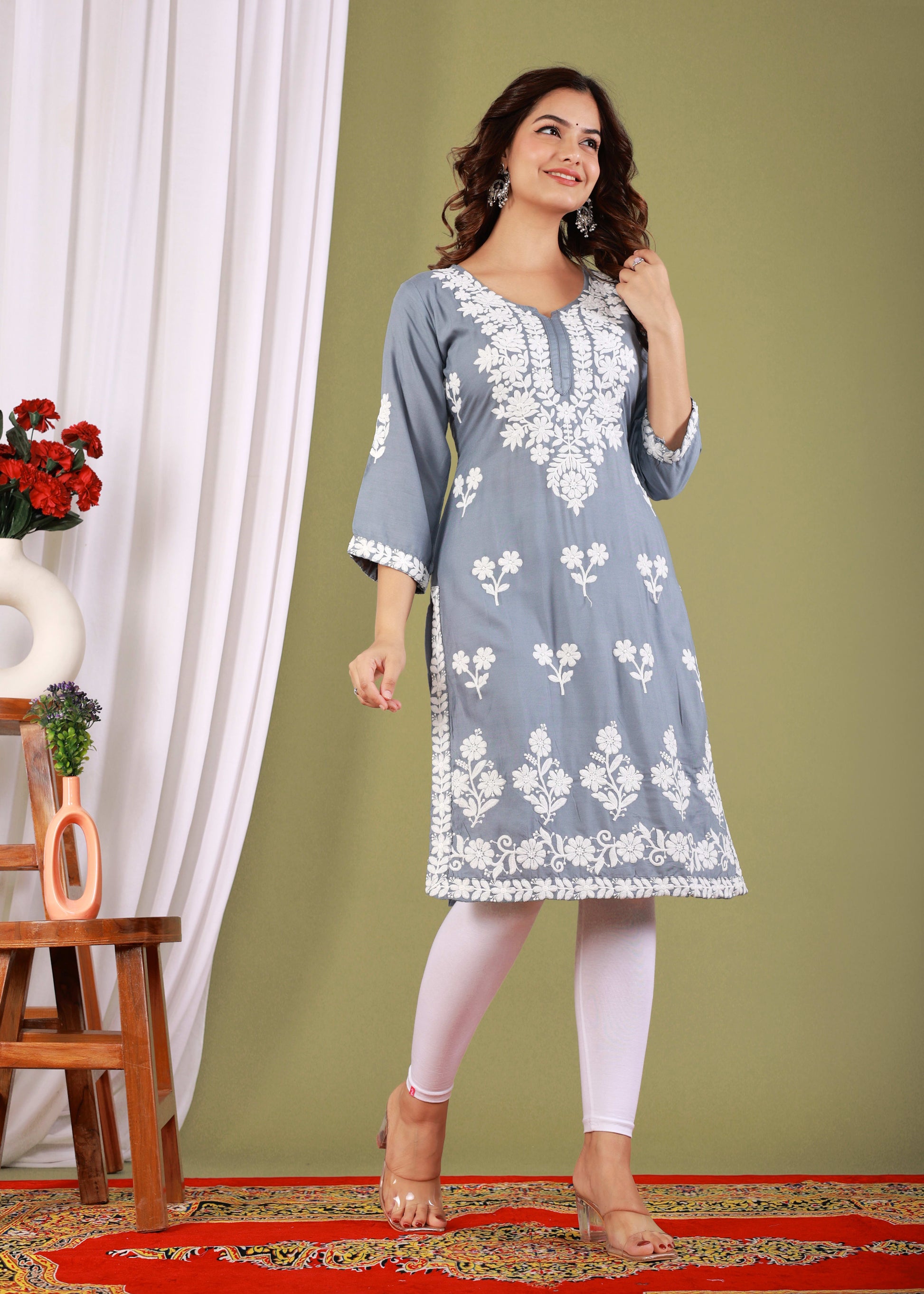 Grey Primum Modal Kurta  For Women