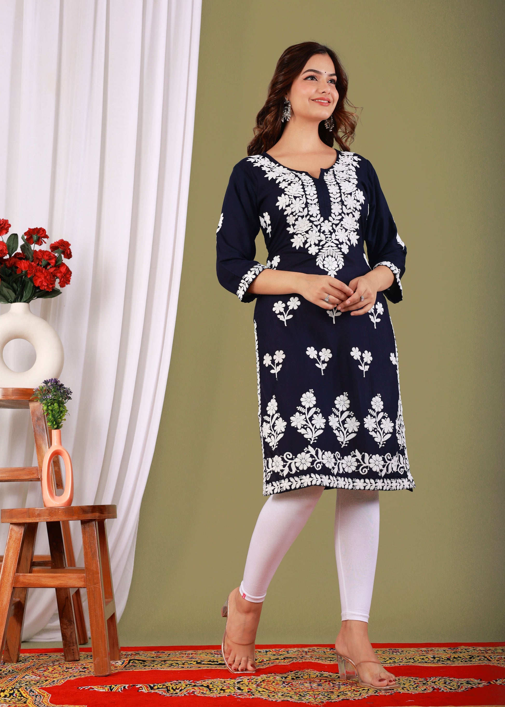Nevy Blue Primum Modal Kurta  For Women