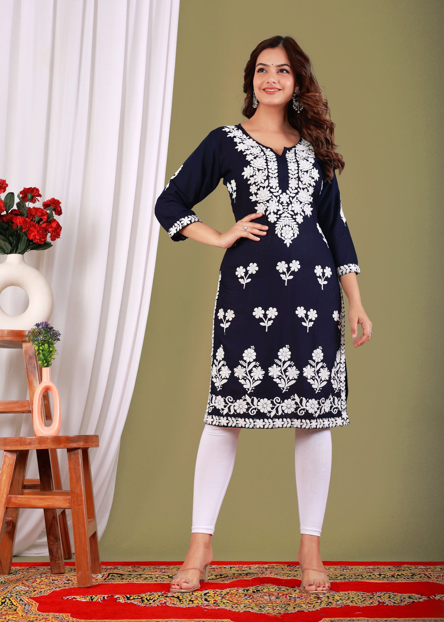Nevy Blue Primum Modal Kurta  For Women