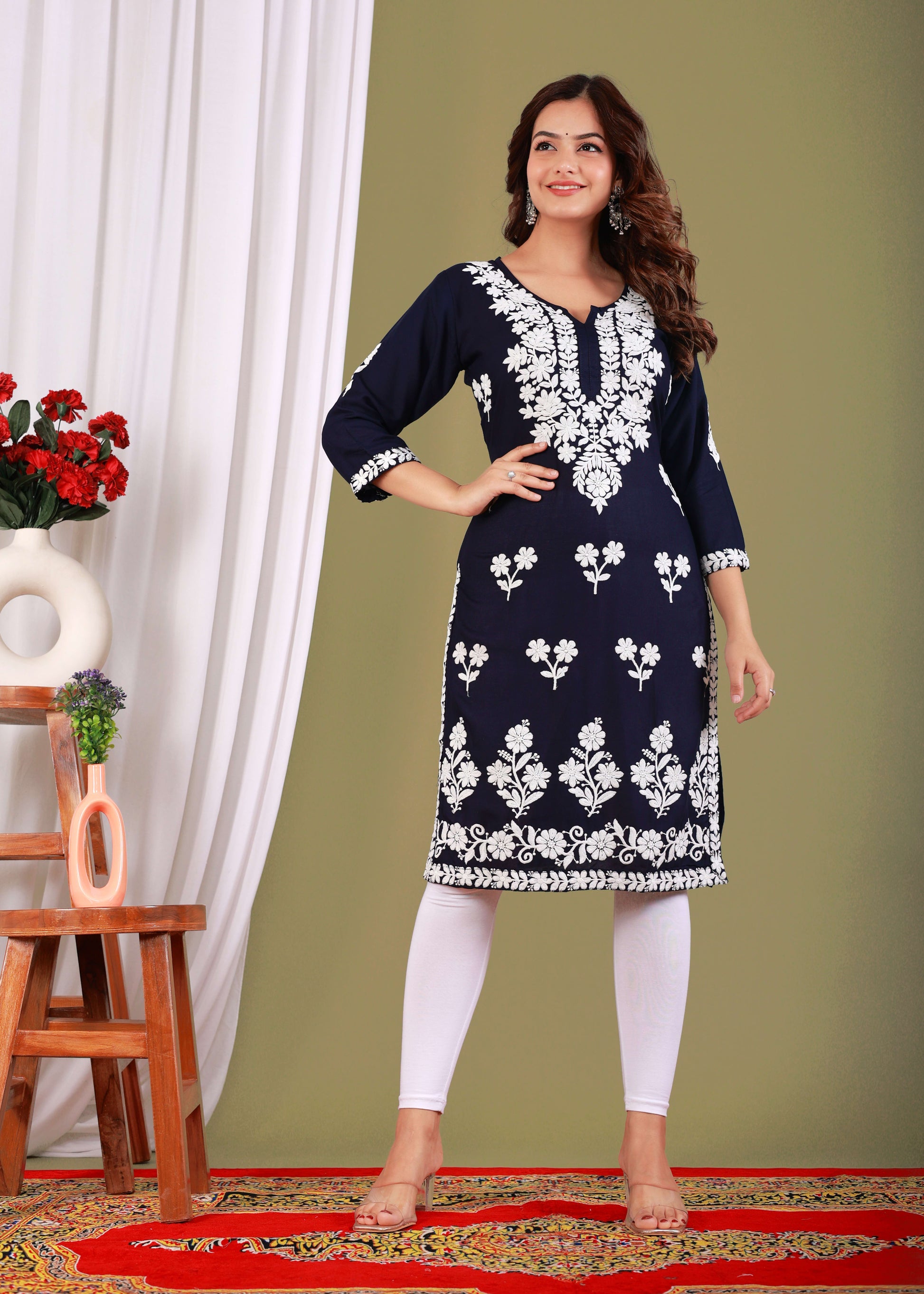 Nevy Blue Primum Modal Kurta  For Women