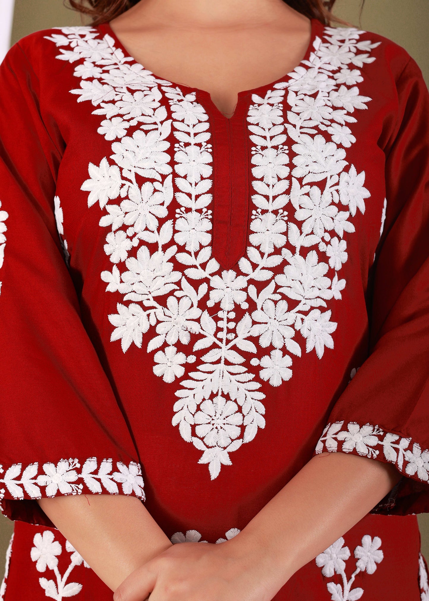 Red Primum Modal Kurta  For Women