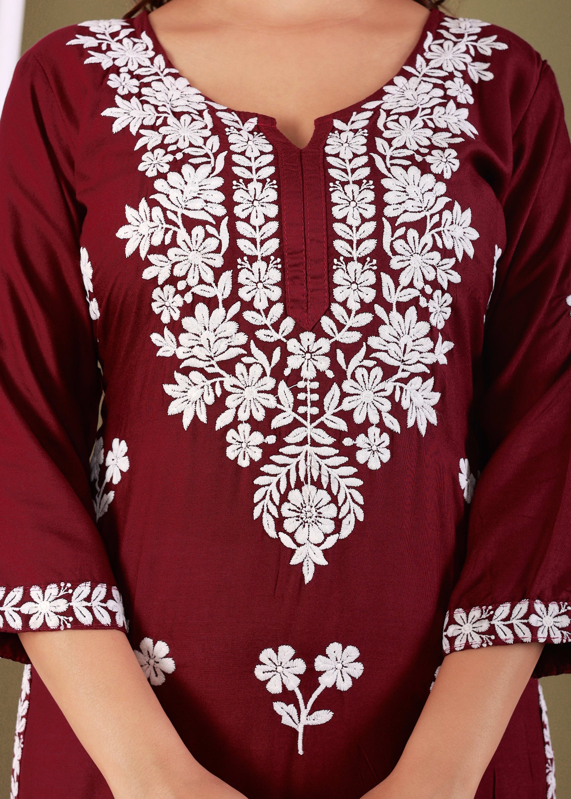 Wine Primum Modal Kurta  For Women
