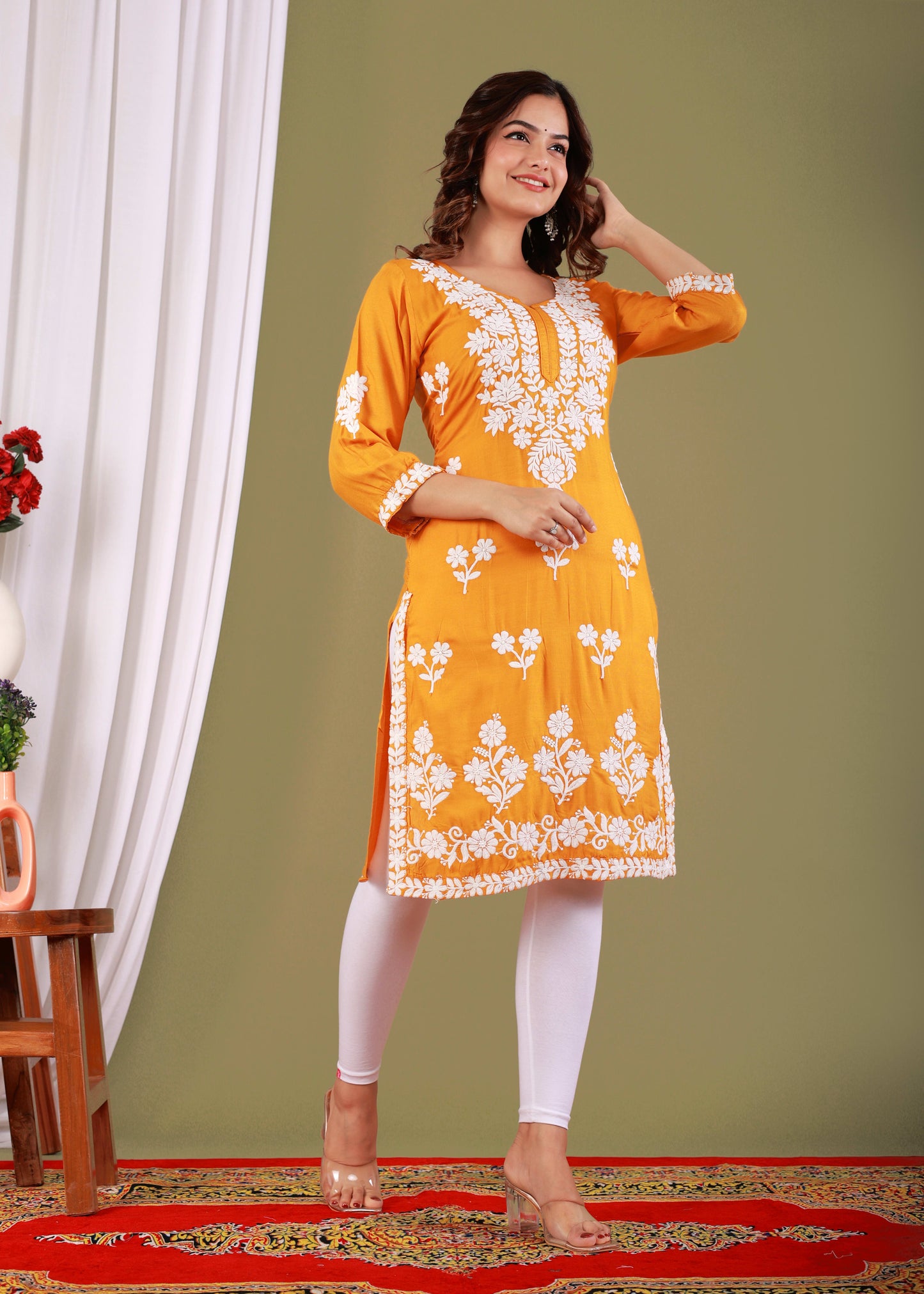 Yellow Primum Modal Kurta  For Women