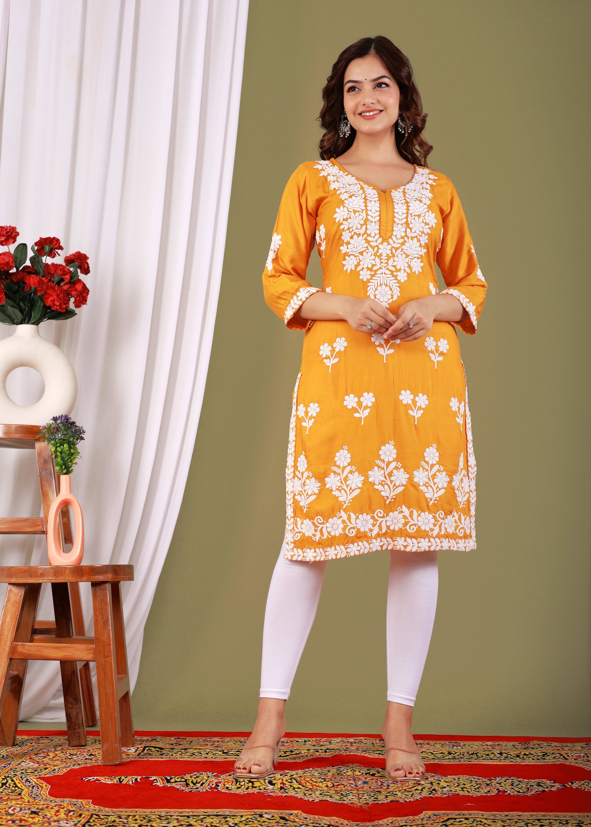 Yellow Primum Modal Kurta  For Women