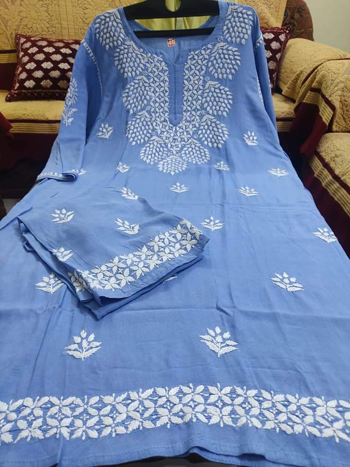 SKY BLUE kurti and plazzo set