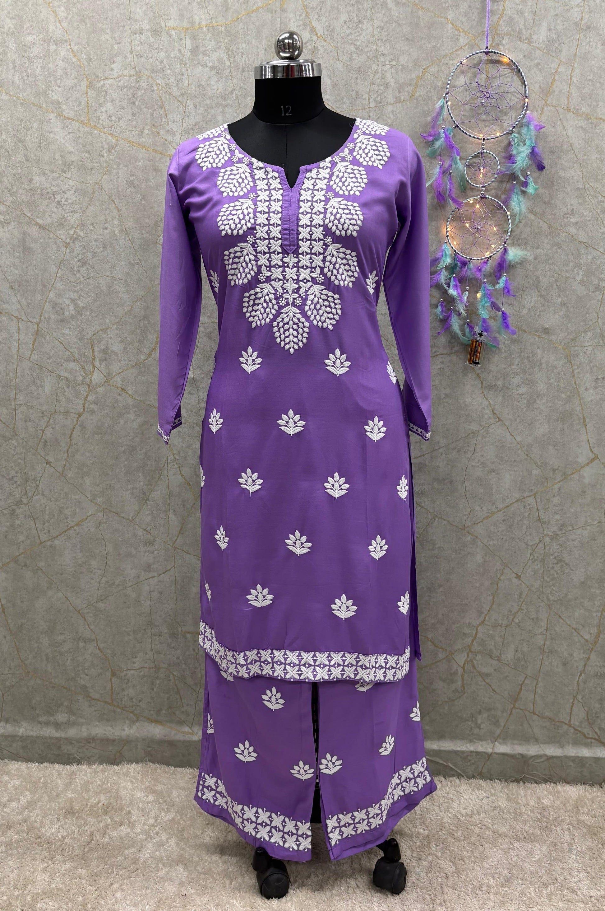 LIGHT PURPLE kurti and plazzo set