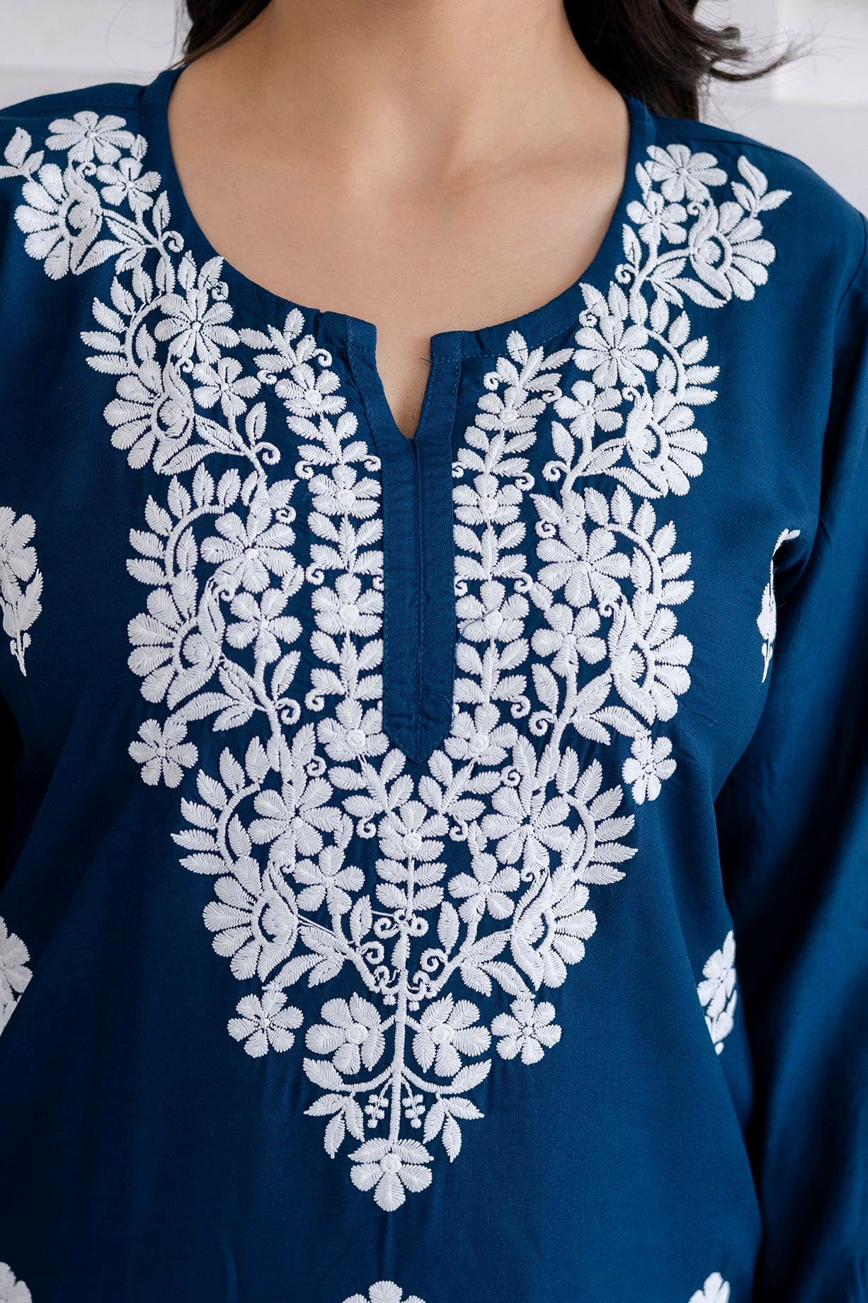 D BLUE  Women Rayon Embroidered Kurta Set