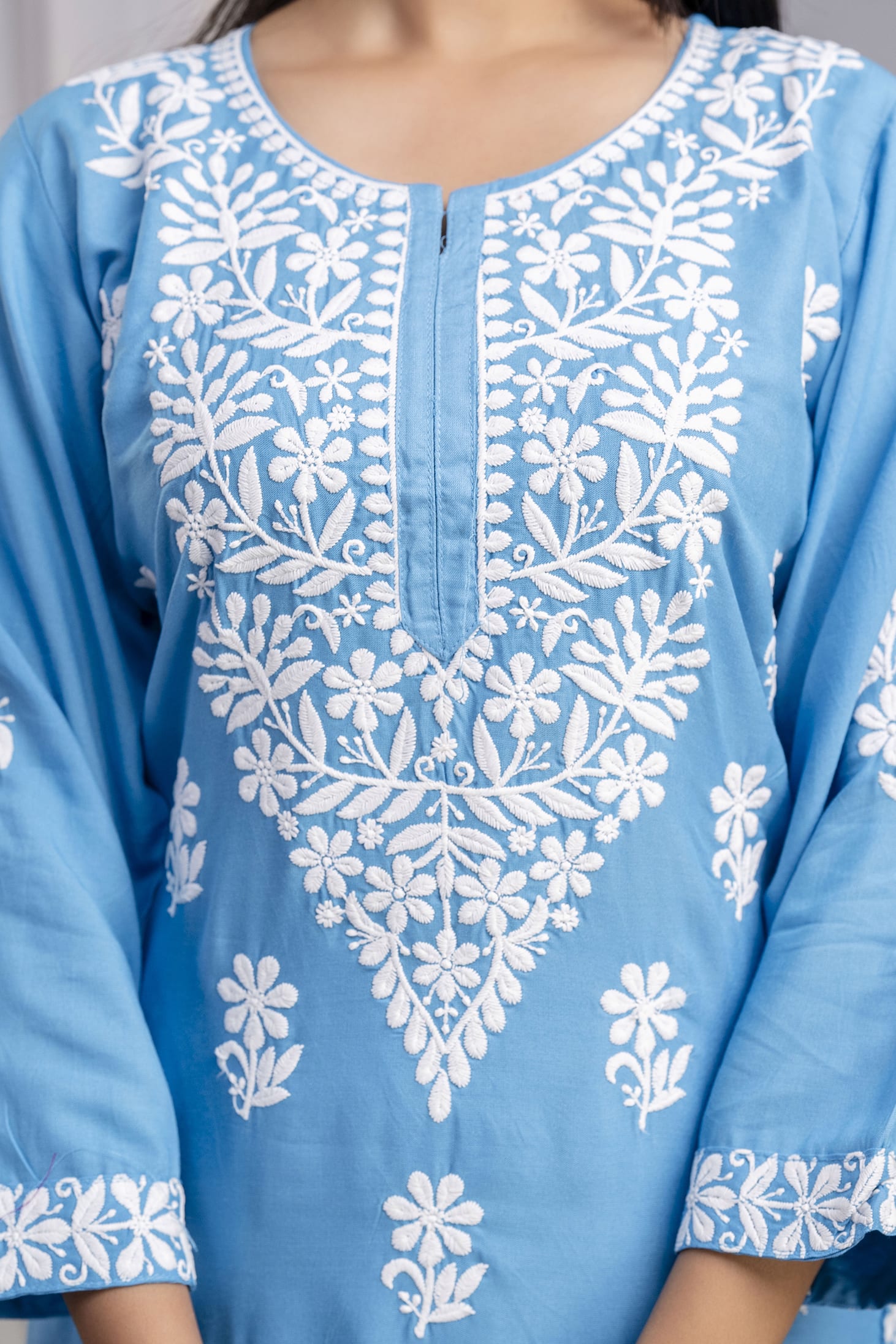 D SKY Chikankari Kurti and Plazzo Set for Girls and Women (Modal Kurti)