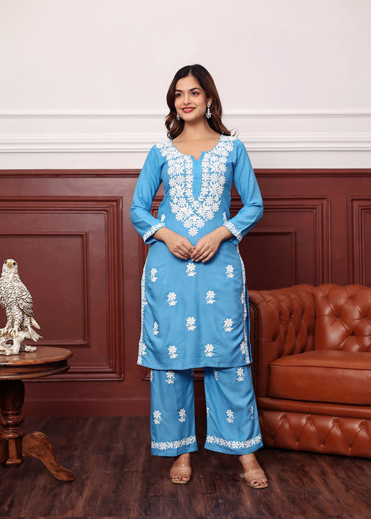 D SKY New colours in our best seller chikankari Plazzo set