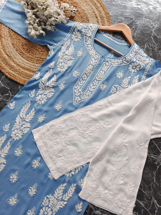 D SKY Rayon  Chikankari Kurta With Palazzo