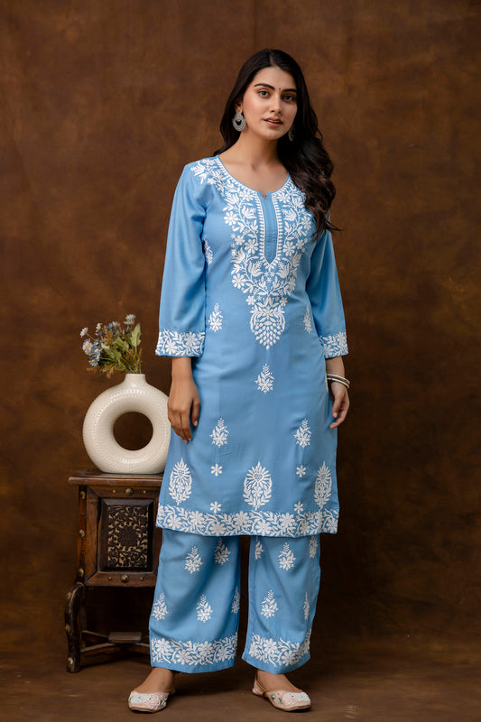 D SKY Women's Elegent Kurti set | Kurti Plazo Set