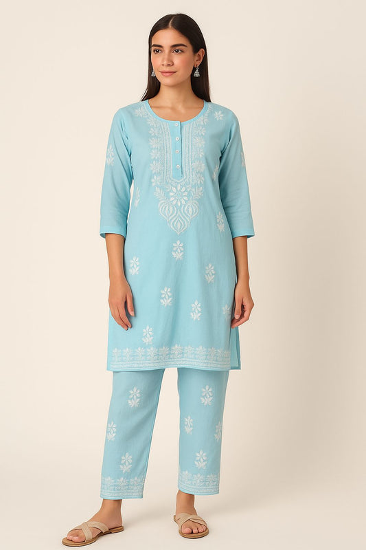 FIROJI Premium Reyon Fabric cord-Sets With Beautifully Chikankari Embroidery Work