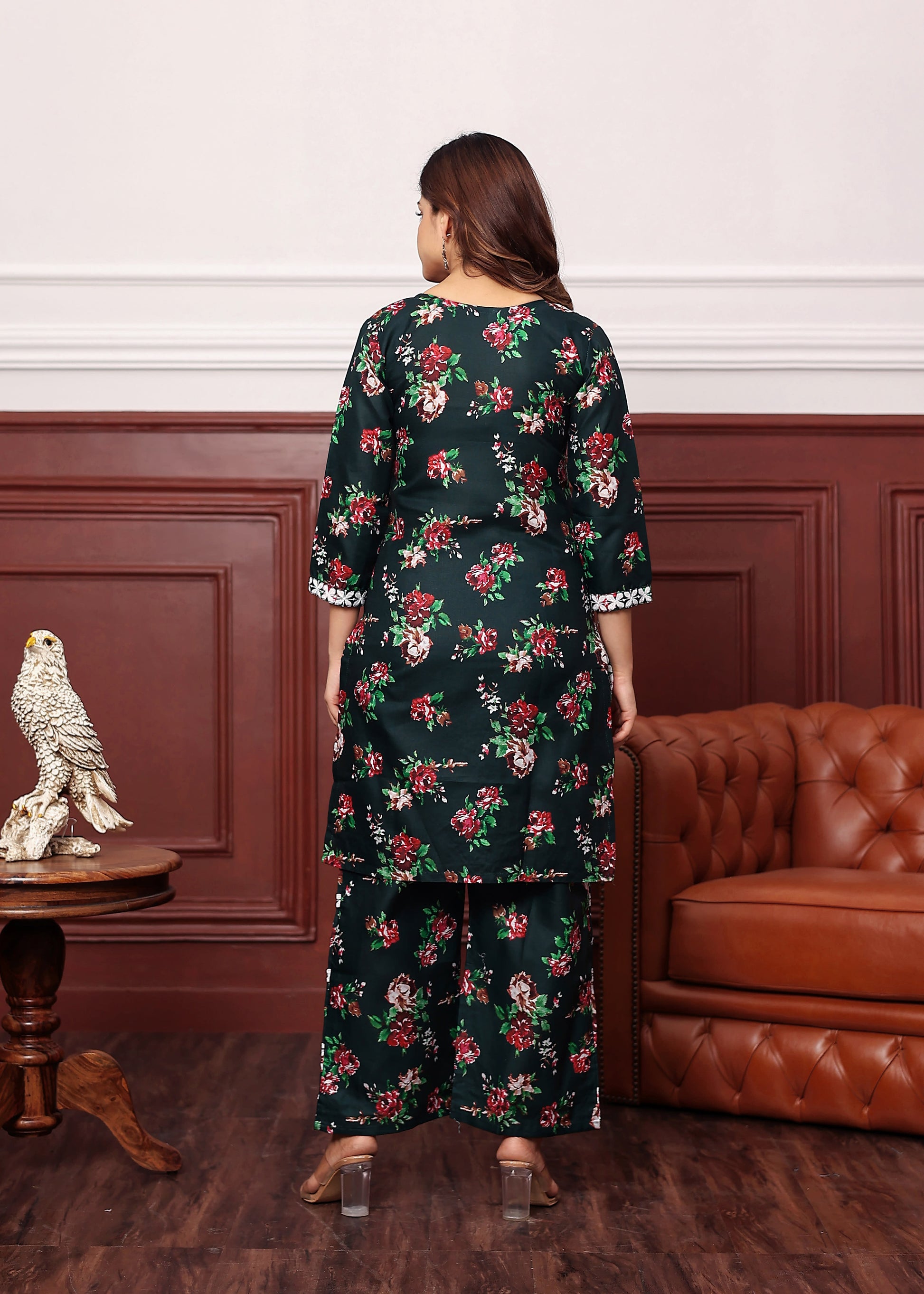 GREEN New Printed Chikankari Kurti Set for Women