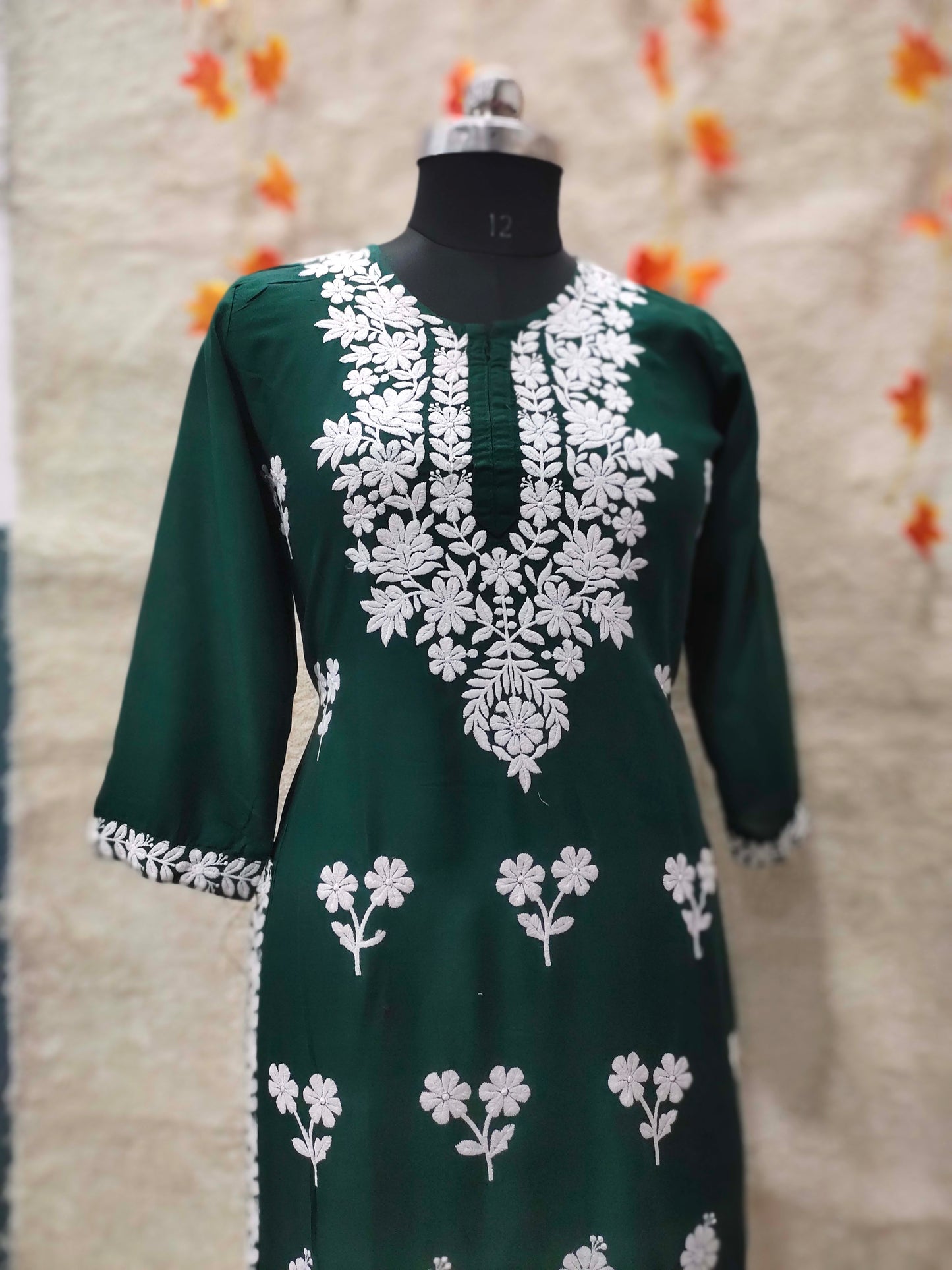 GREEN Womens Indian Model Kurti Beautiful work Entice Wear
