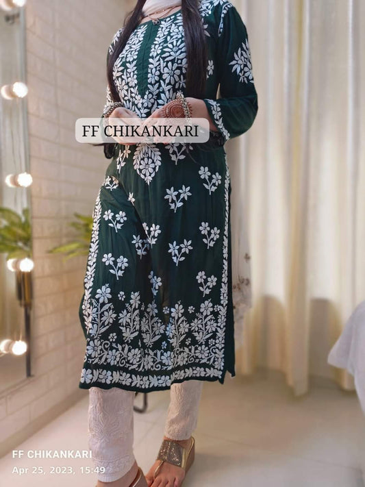 GREEN Womens Indian Model Kurti Beautiful work Entice Wear