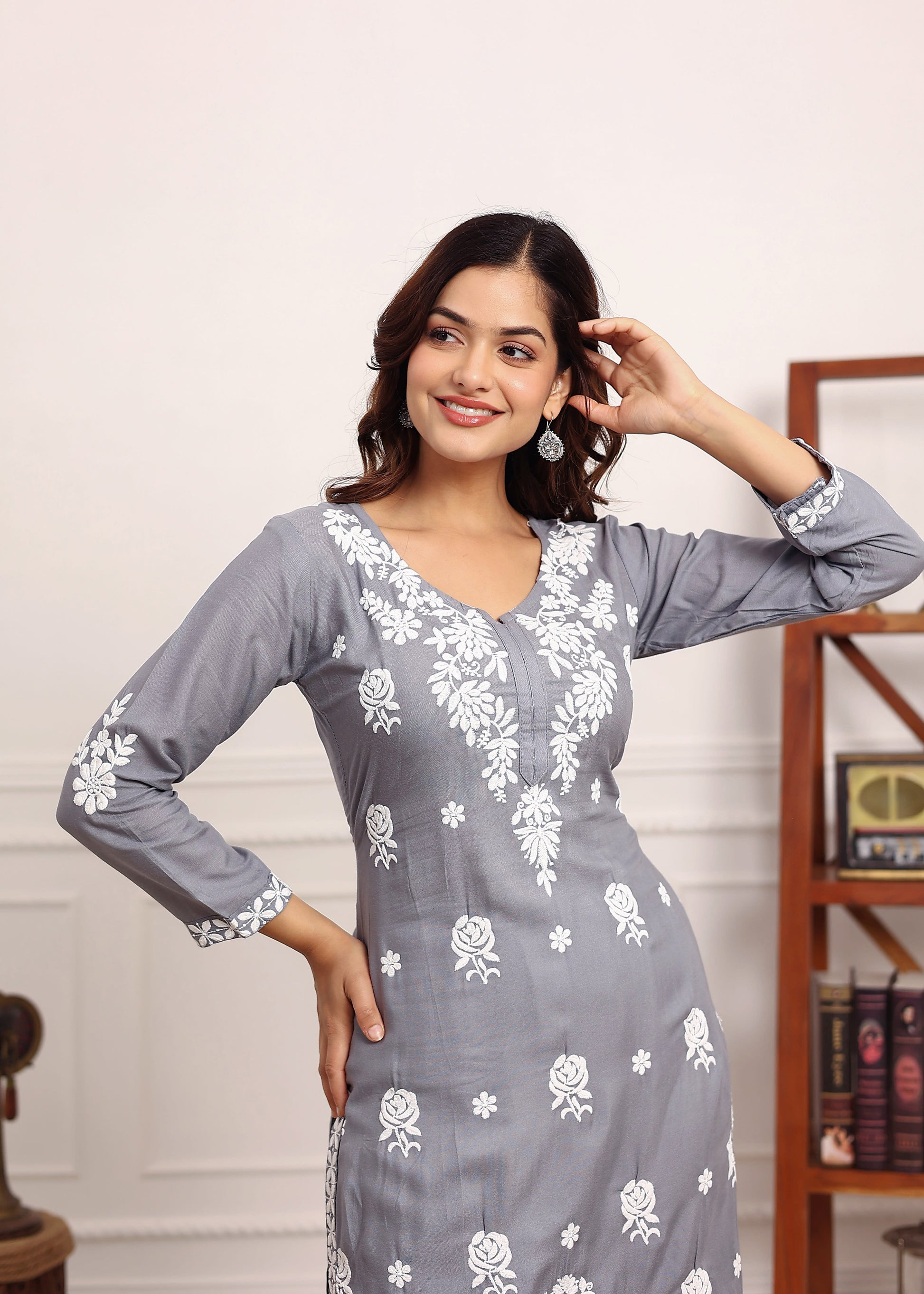 GREY Ladies Kurti Set - Buy Ladies Kurti Set online in India