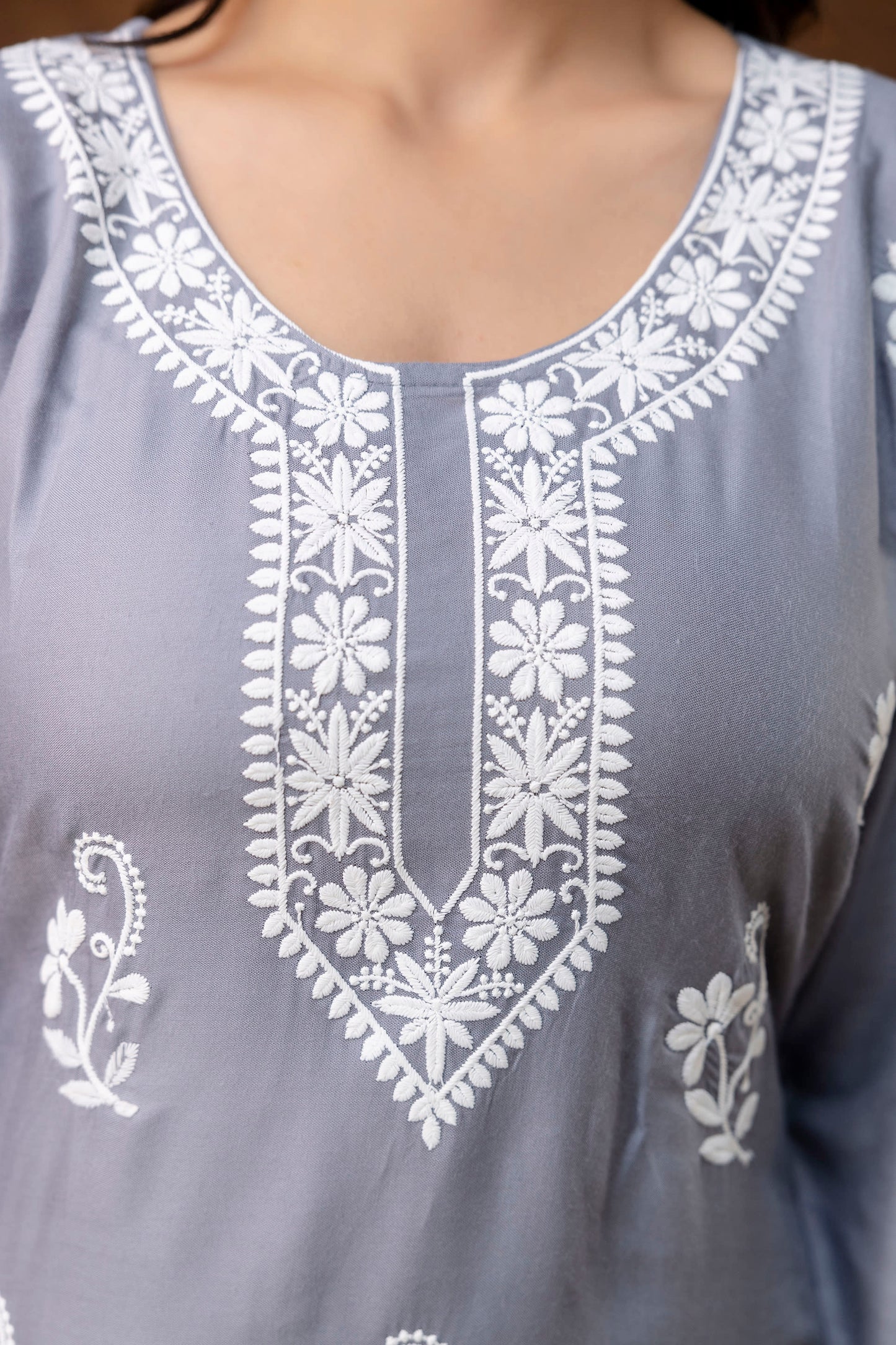 GREY Women Rayon Ethnic Top Plazzo Set