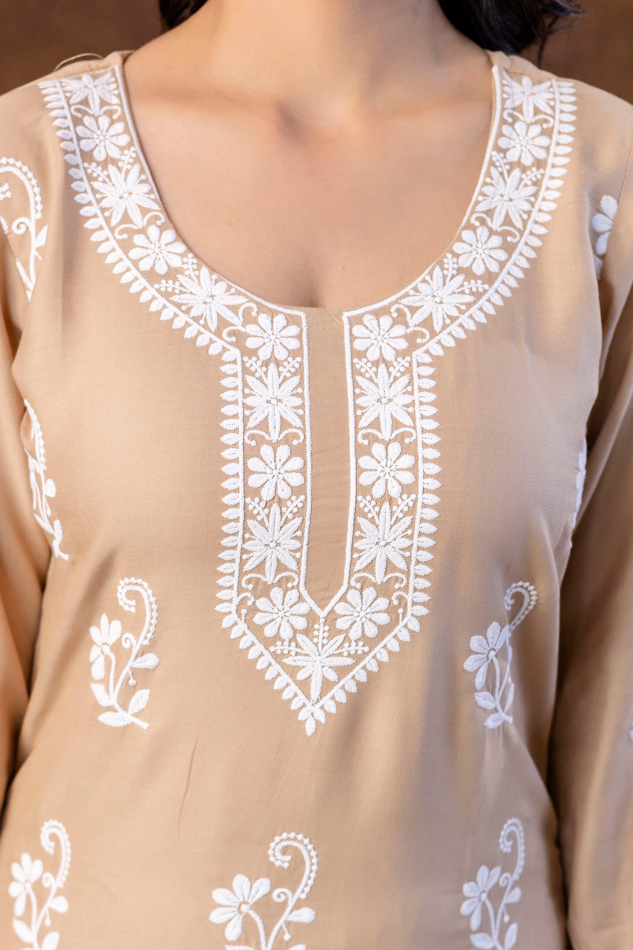 KHAKHI Women Rayon Ethnic Top Plazzo Set