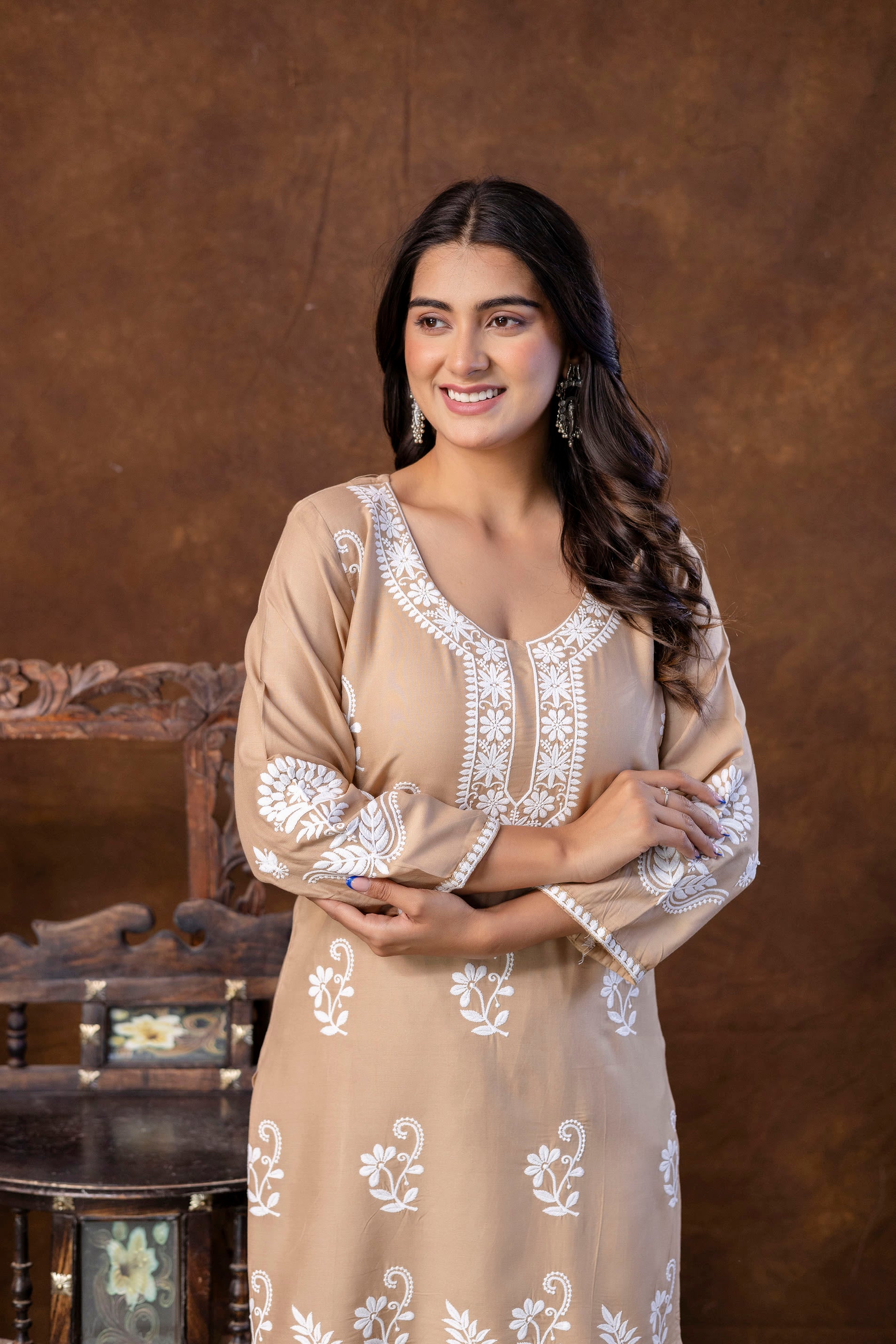 KHAKHI Women Rayon Ethnic Top Plazzo Set