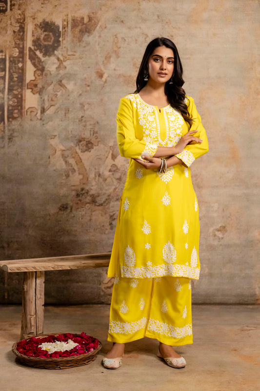 LEMON Women's Elegent Kurti set | Kurti Plazo Set