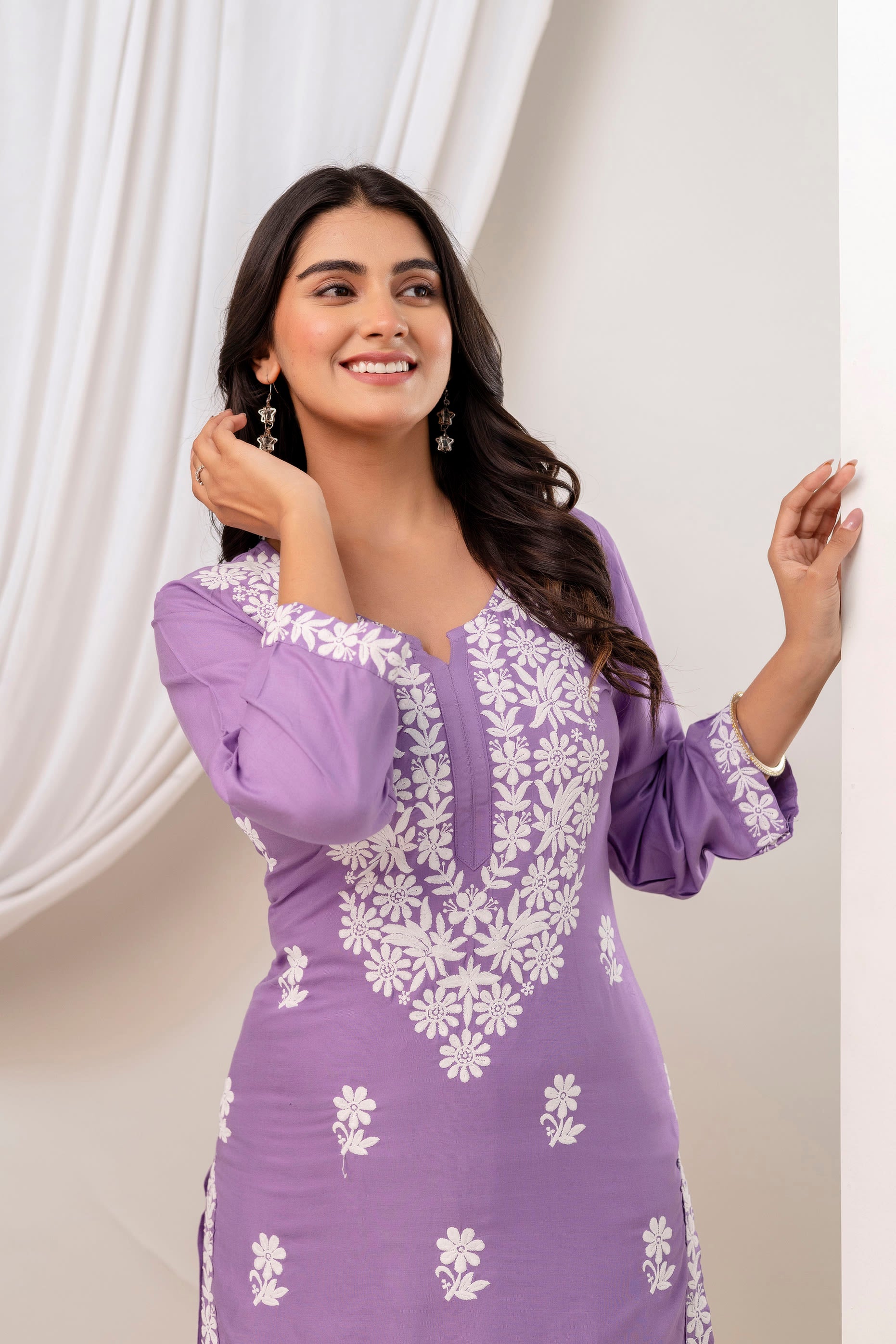 LIGHT PURPLE kurtis set for women latest design