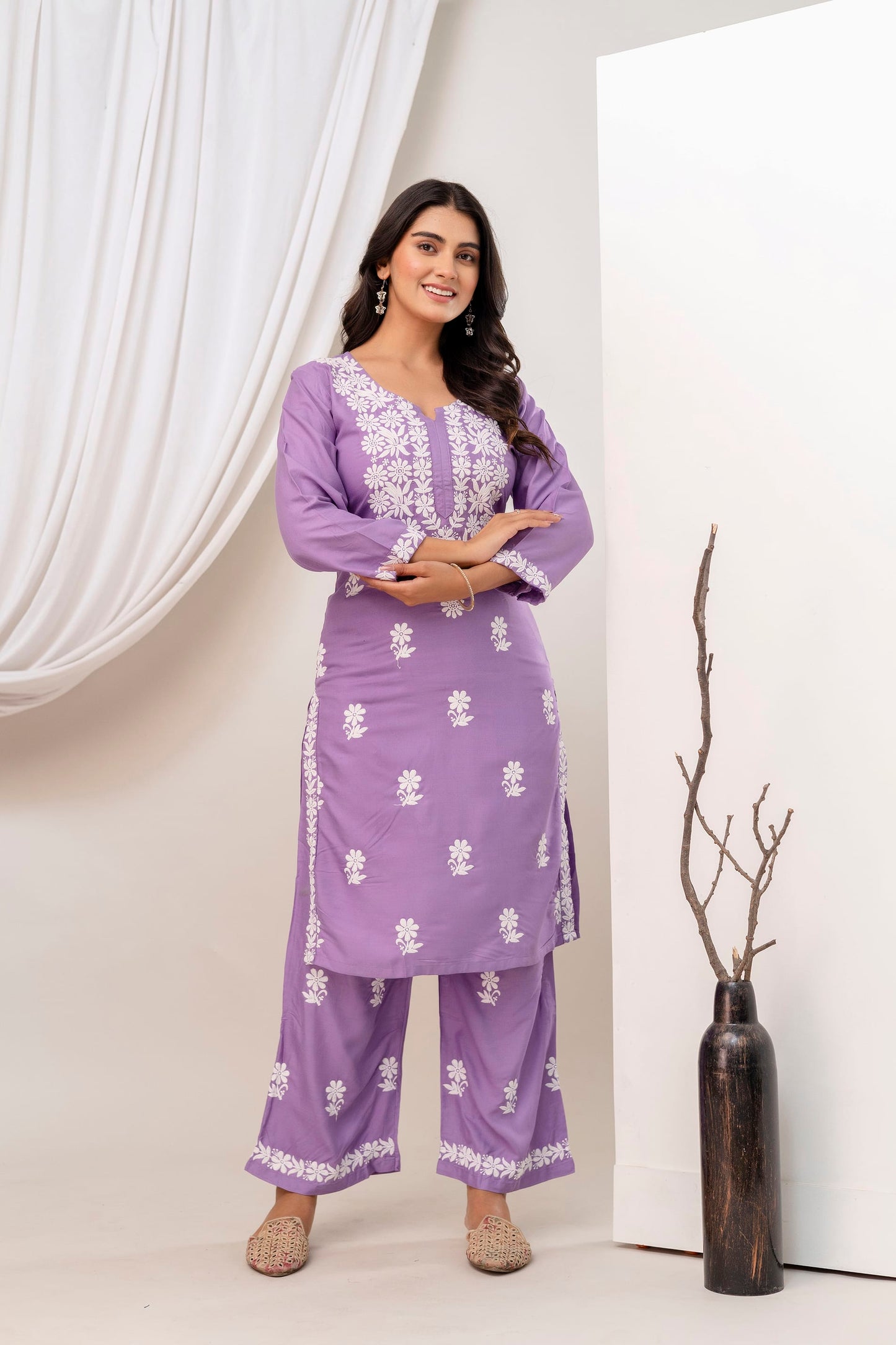 LIGHT PURPLE kurtis set for women latest design