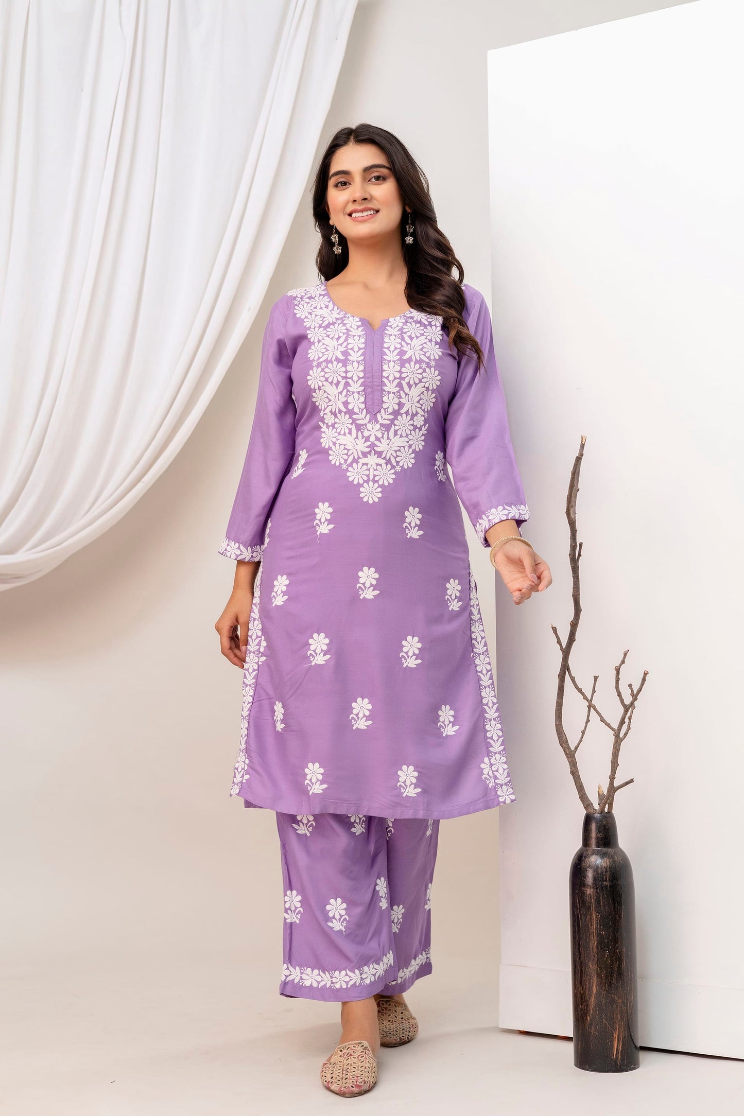 LIGHT PURPLE kurtis set for women latest design