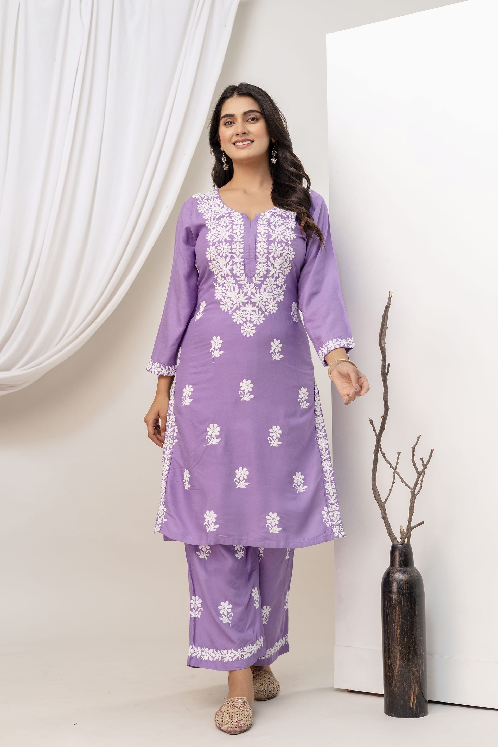 LIGHT PURPLE kurtis set for women latest design