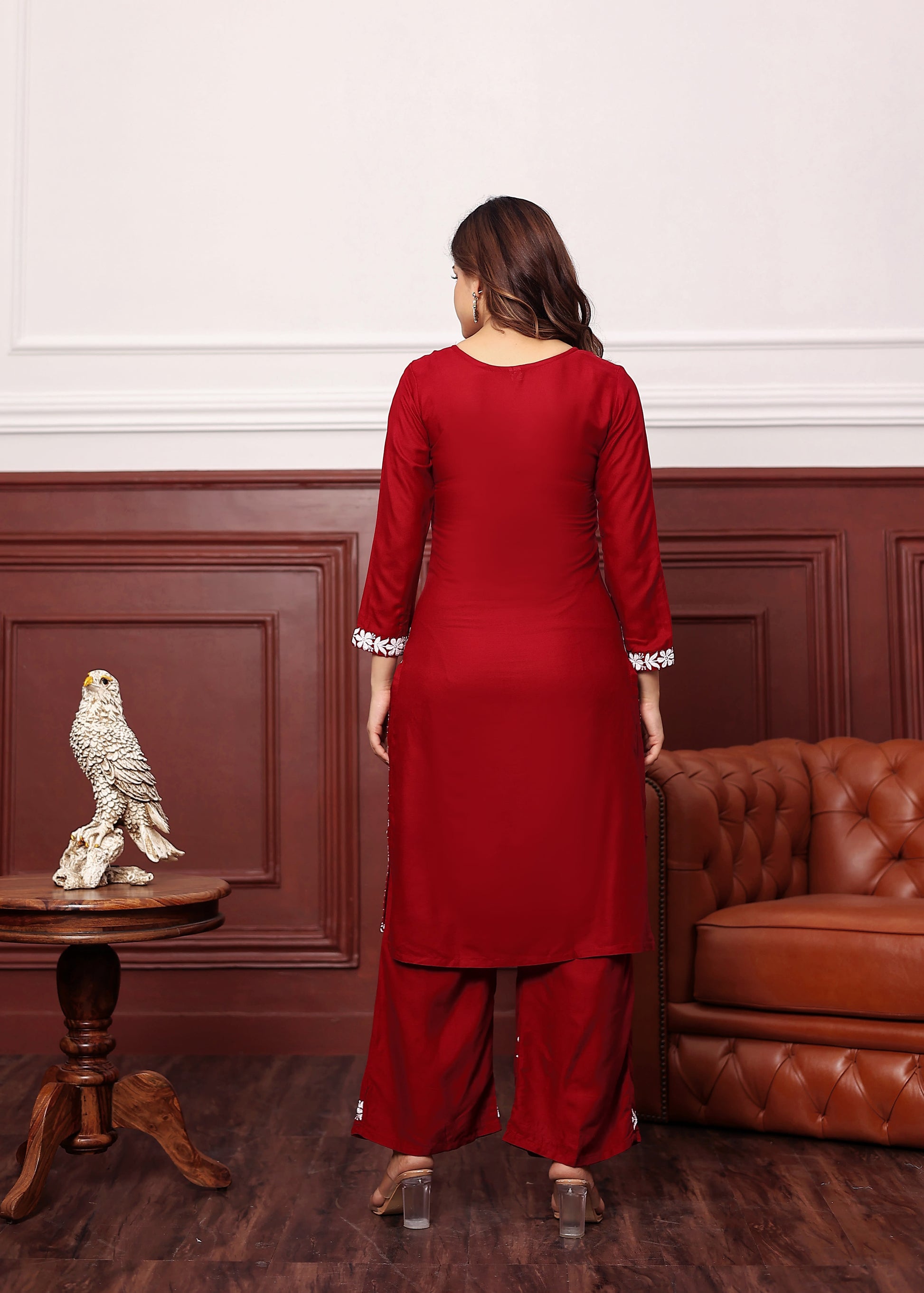 MAROON New colours in our best seller chikankari Plazzo set