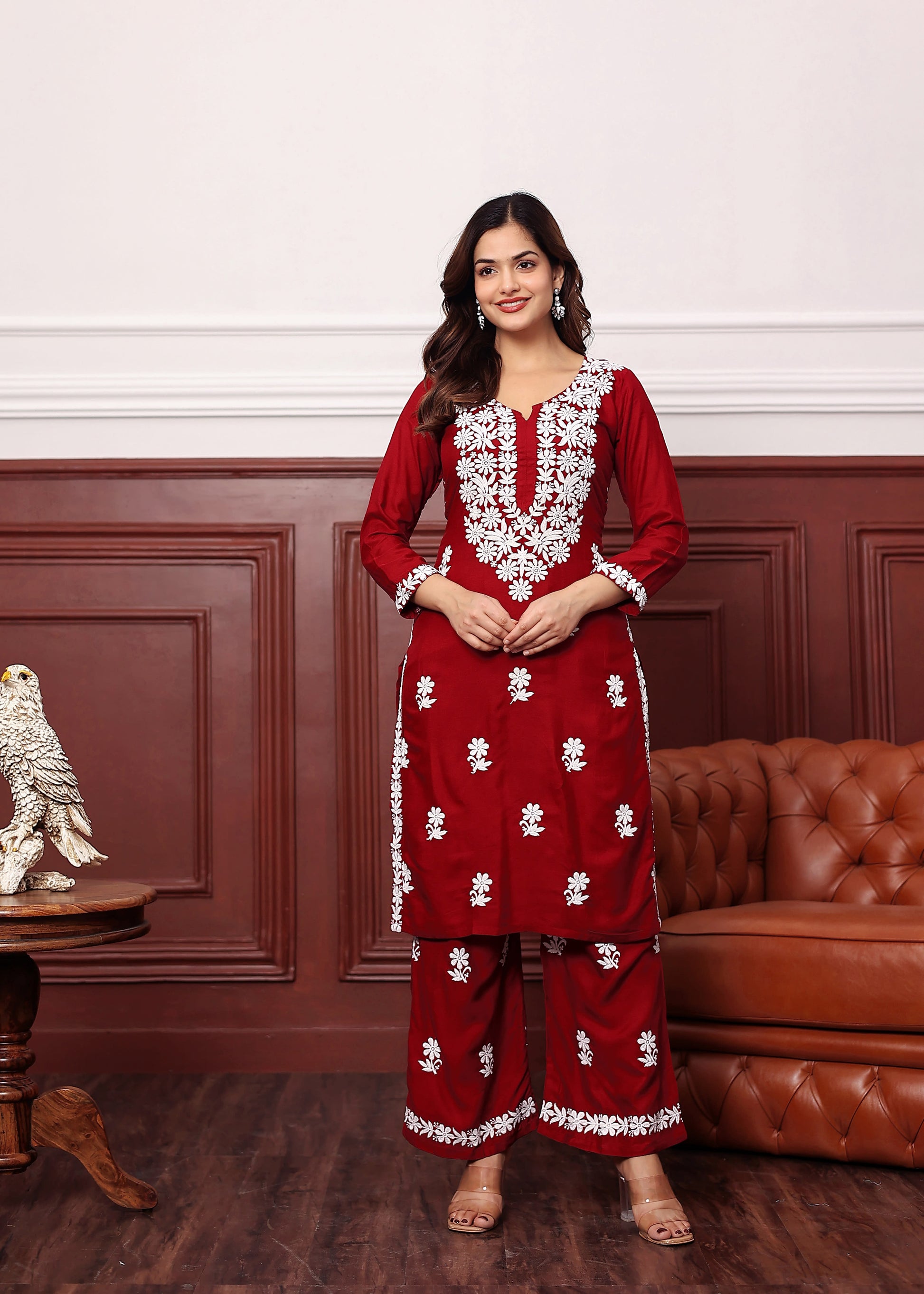 MAROON New colours in our best seller chikankari Plazzo set